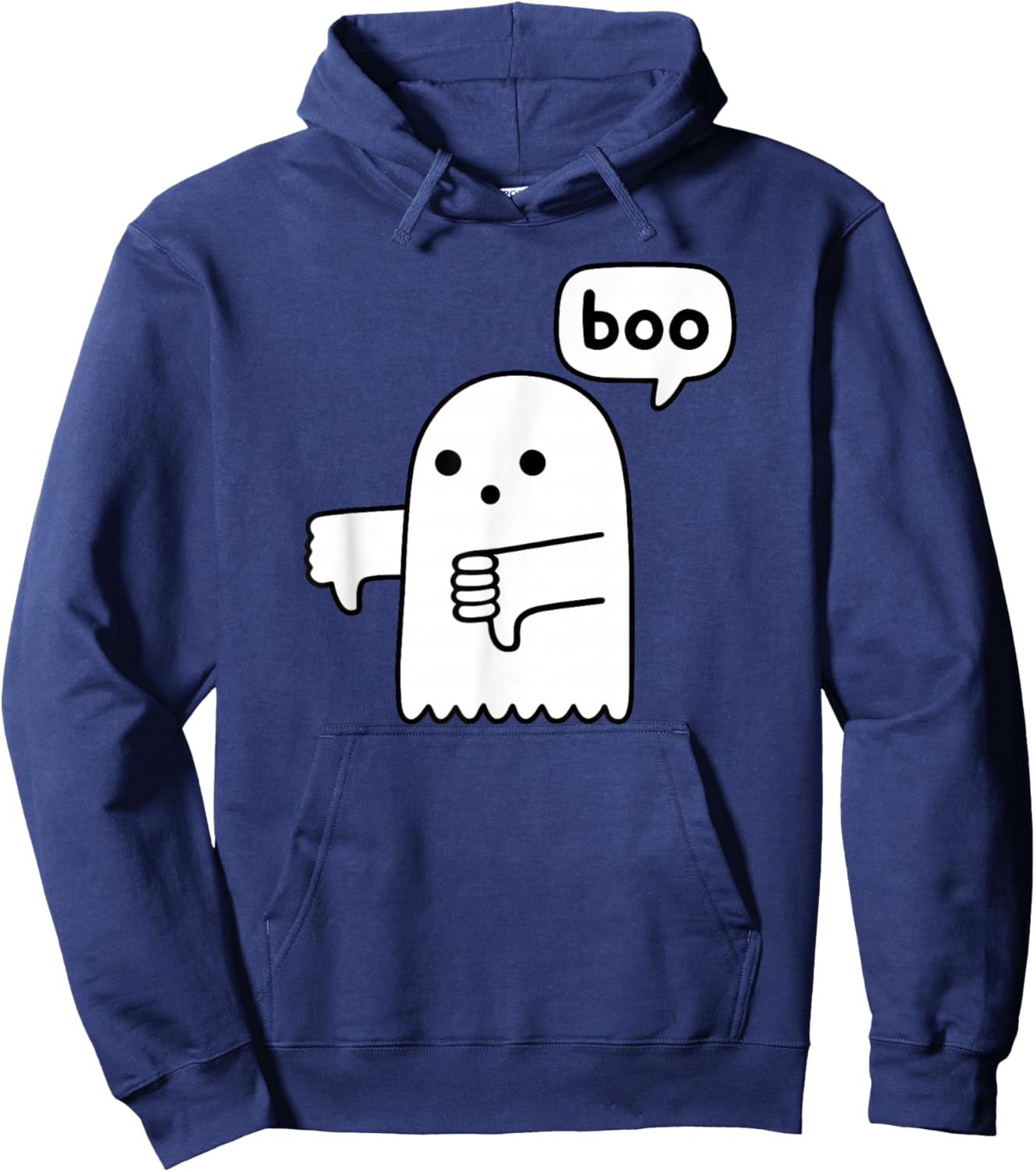 Funny Thumbs Down Ghost Screaming Boo Disapproval Hoodie - Hoodie | Navy