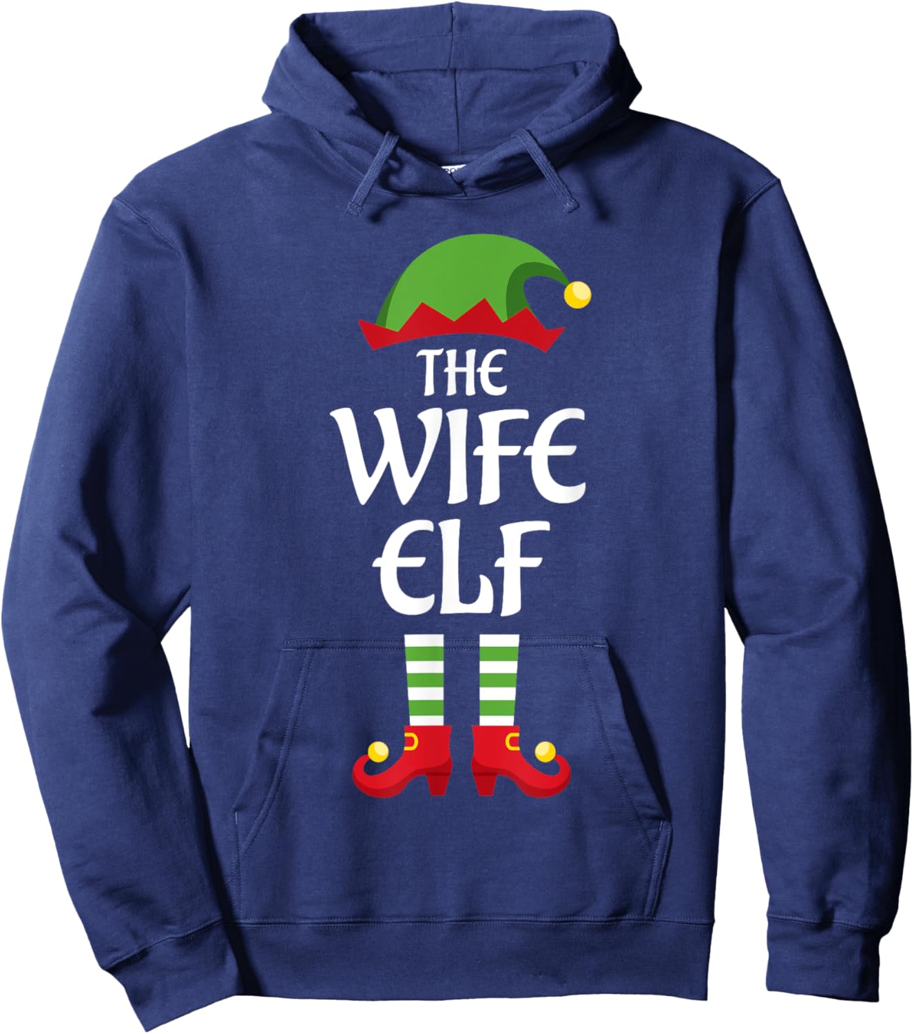 Wife Elf Family Matching Group Christmas Hoodie - Hoodie | Navy