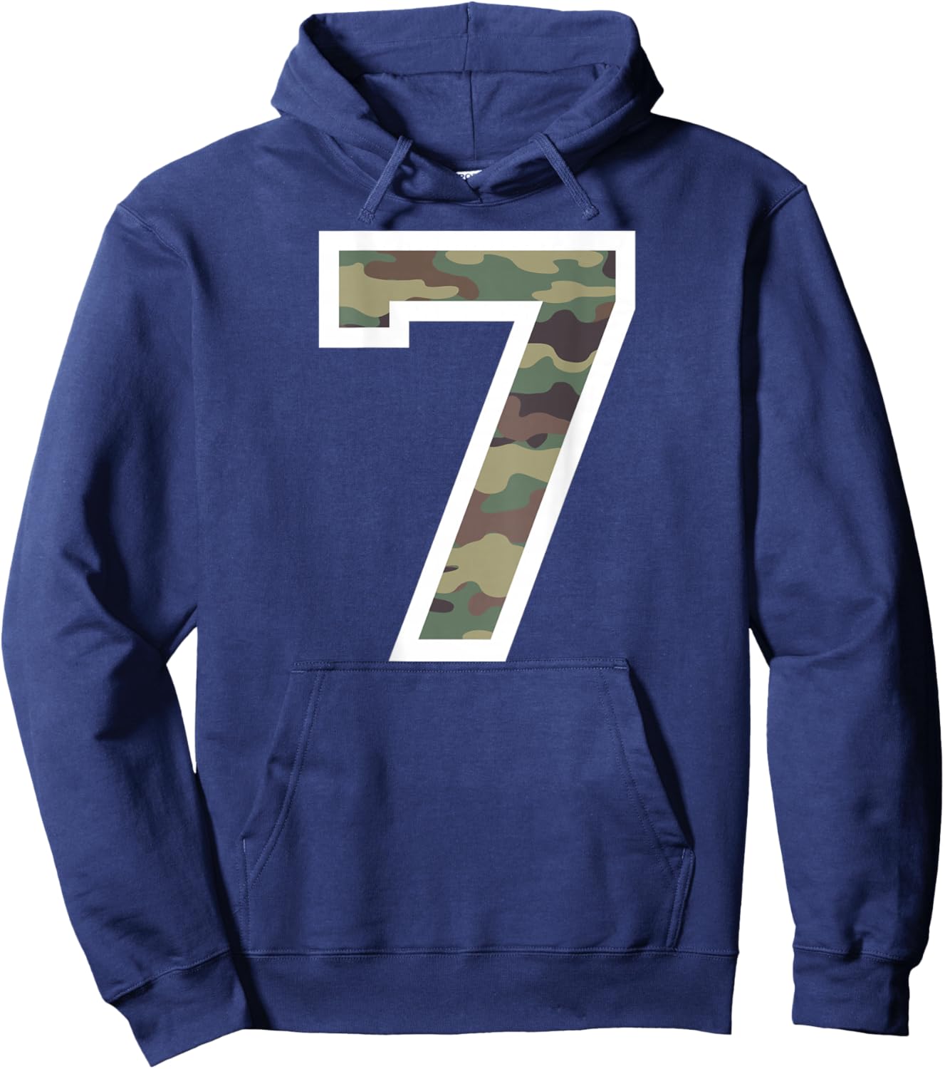 #7 Jersey Uniform Varsity Sports, Camo Camouflage, 7th Hoodie - Hoodie | Navy