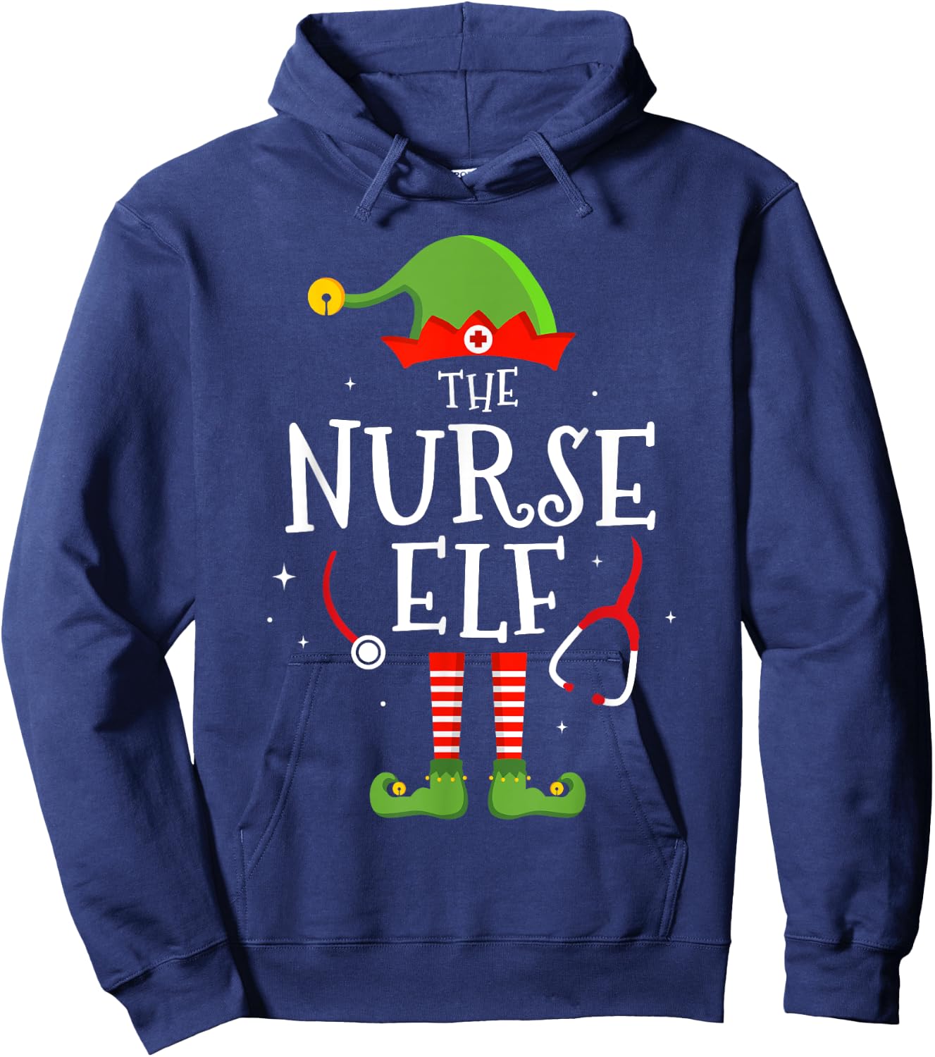 The Nurse elf Funny Christmas Matching Family Pajama Hoodie - Hoodie | Navy