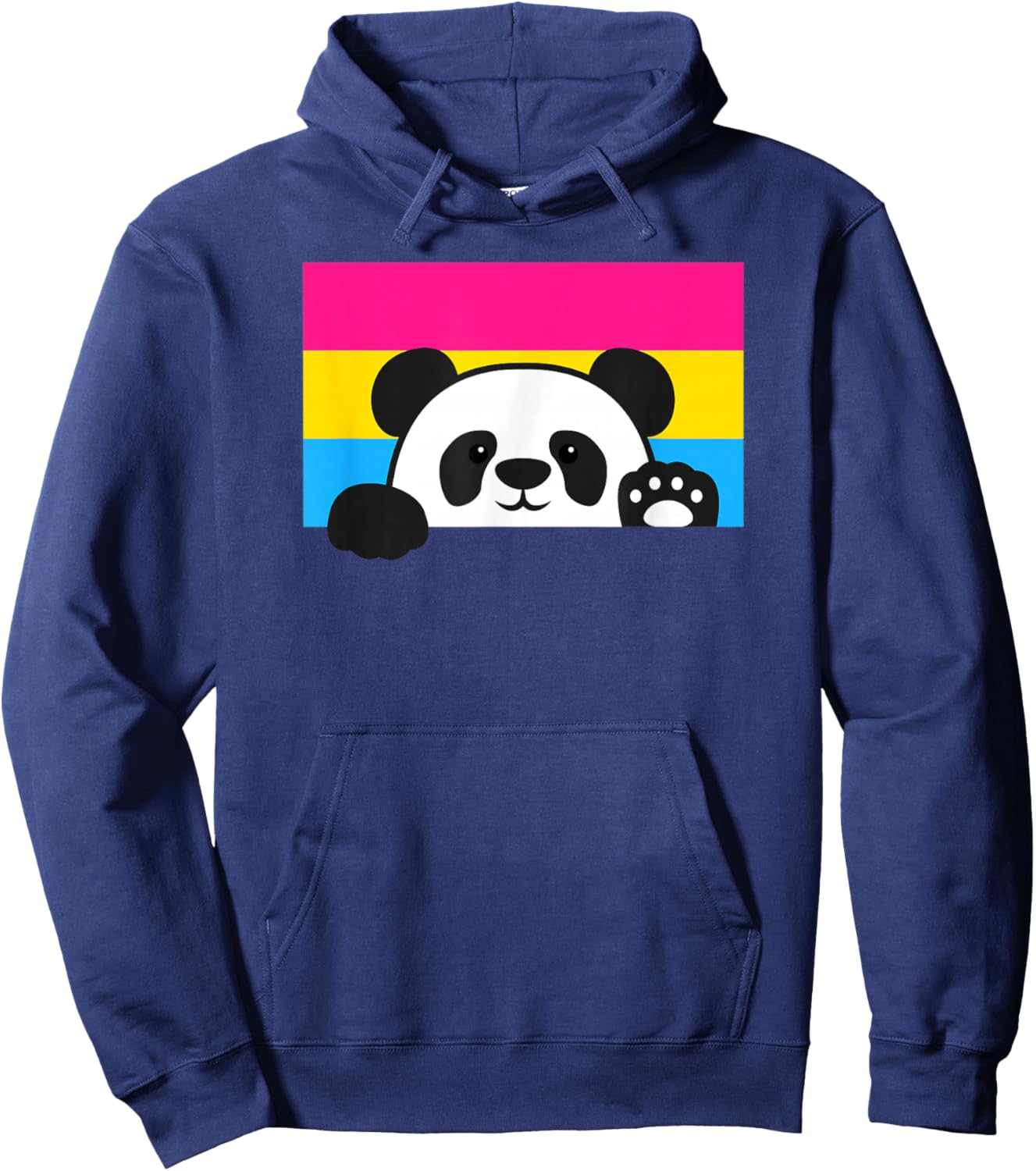 Panda Bear Love Pansexual Pride Flag Aesthetic Cute Cartoon Hoodie - Hoodie | Navy