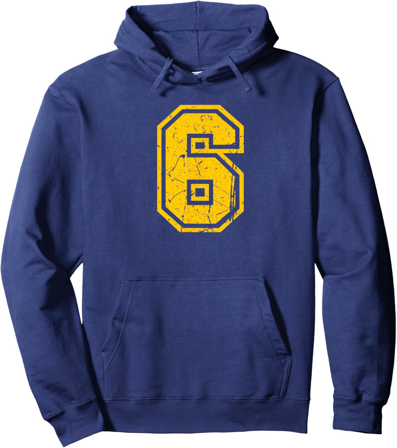 Number #6 Yellow Sports Player Hoodie - Hoodie | Navy