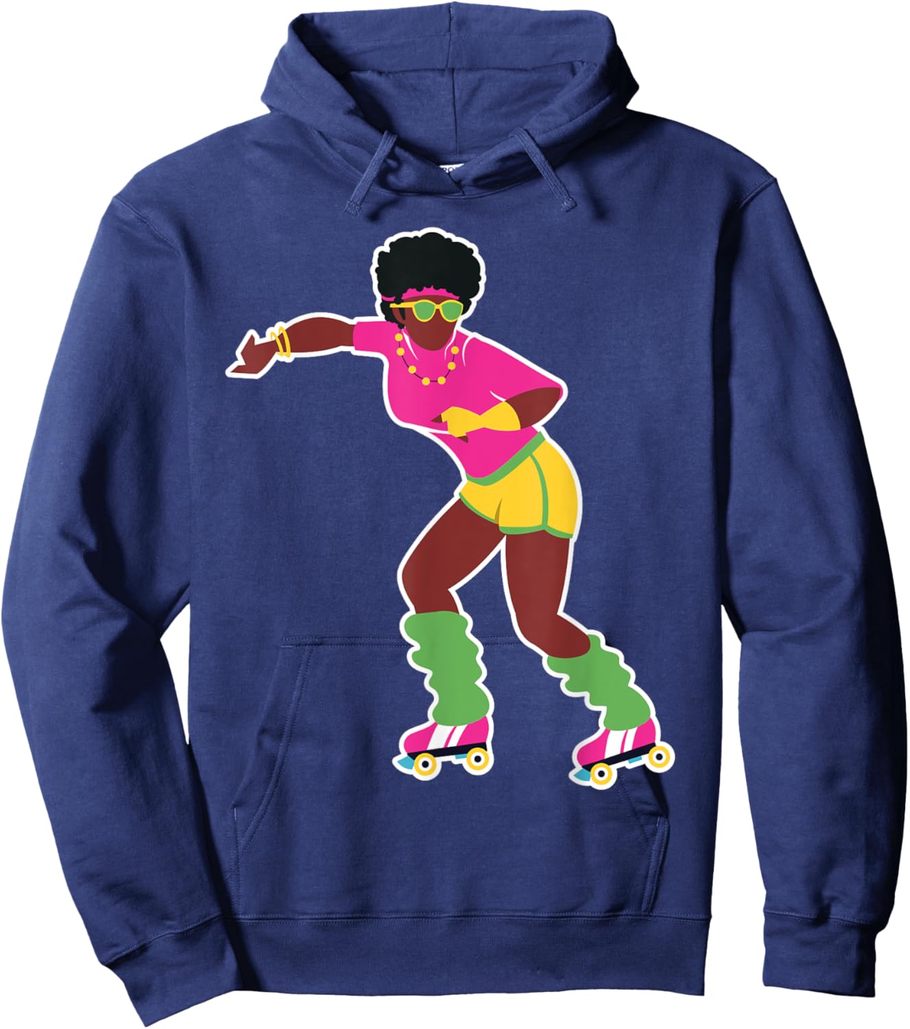Funny Roller Skating Derby 70's 80's Skater Afro Girl Gifts Hoodie - Hoodie | Navy