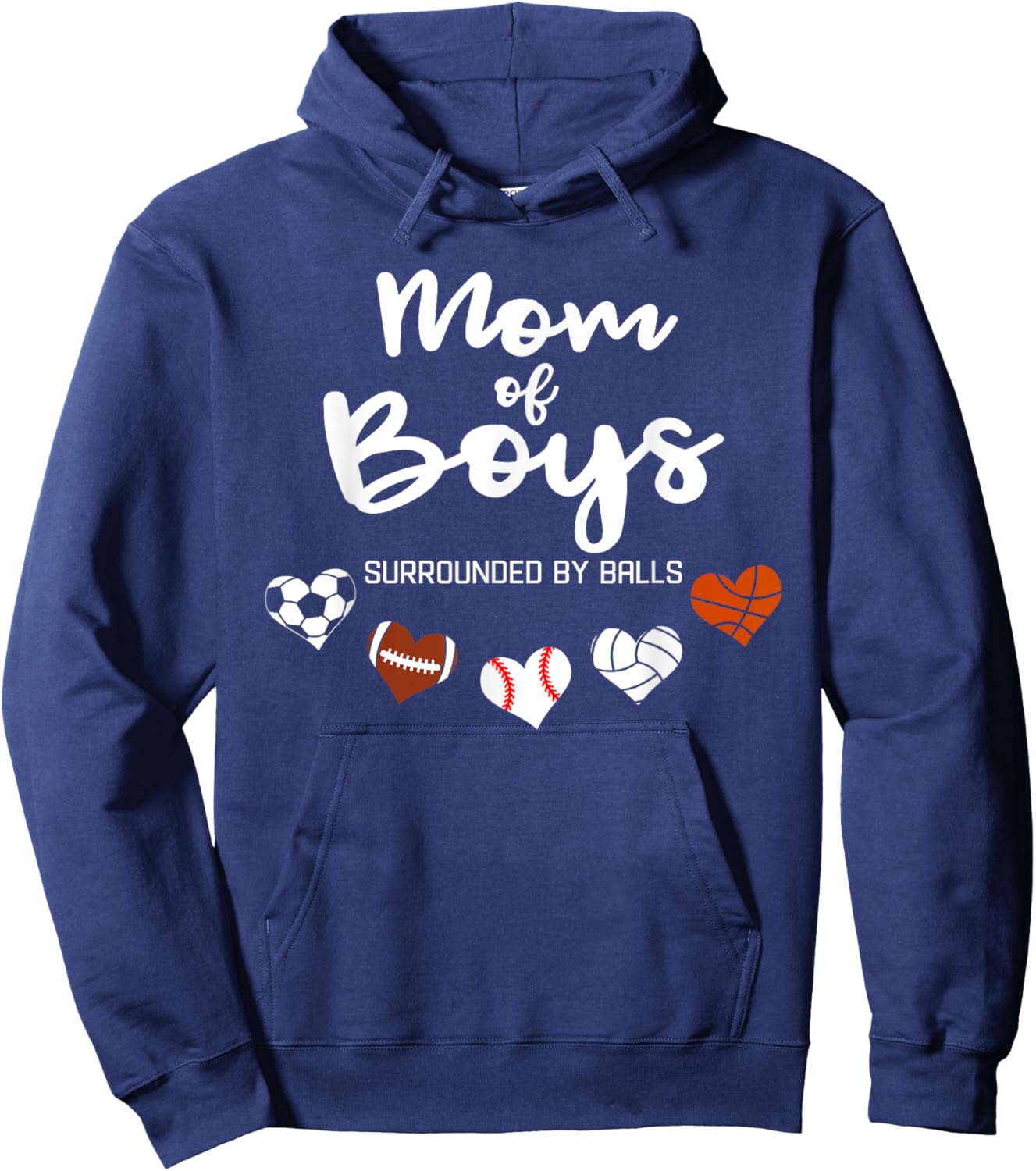 Mom Of Boys Surrounded By Balls Funny Ball Mom Hoodie - Hoodie | Navy