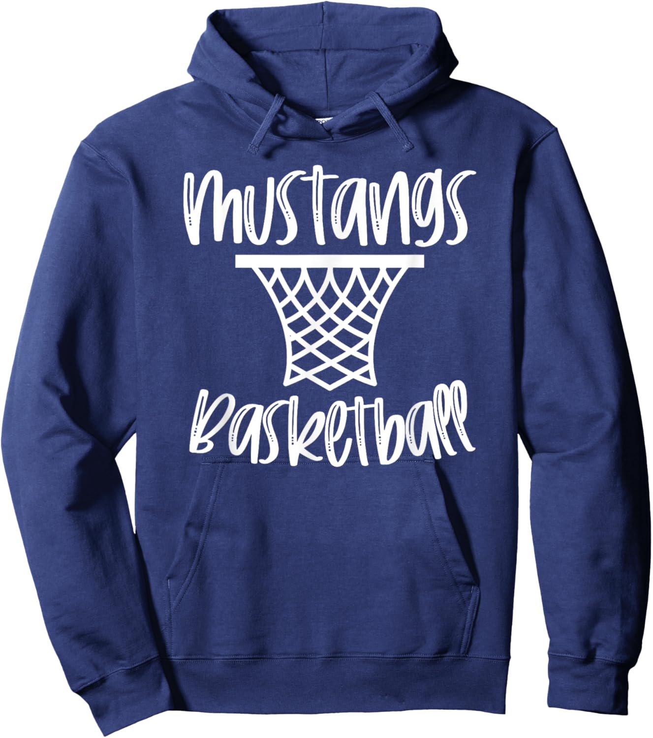 Mustangs Basketball Team Mascot School Spirit Game Night Hoodie - Hoodie | Navy