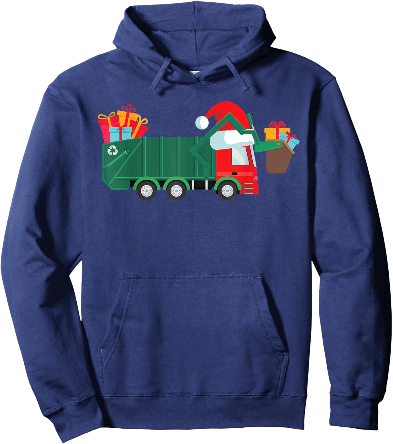 Christmas Truck Shirt for Boys Kids Funny Garbage Truck Hoodie - Hoodie | Navy