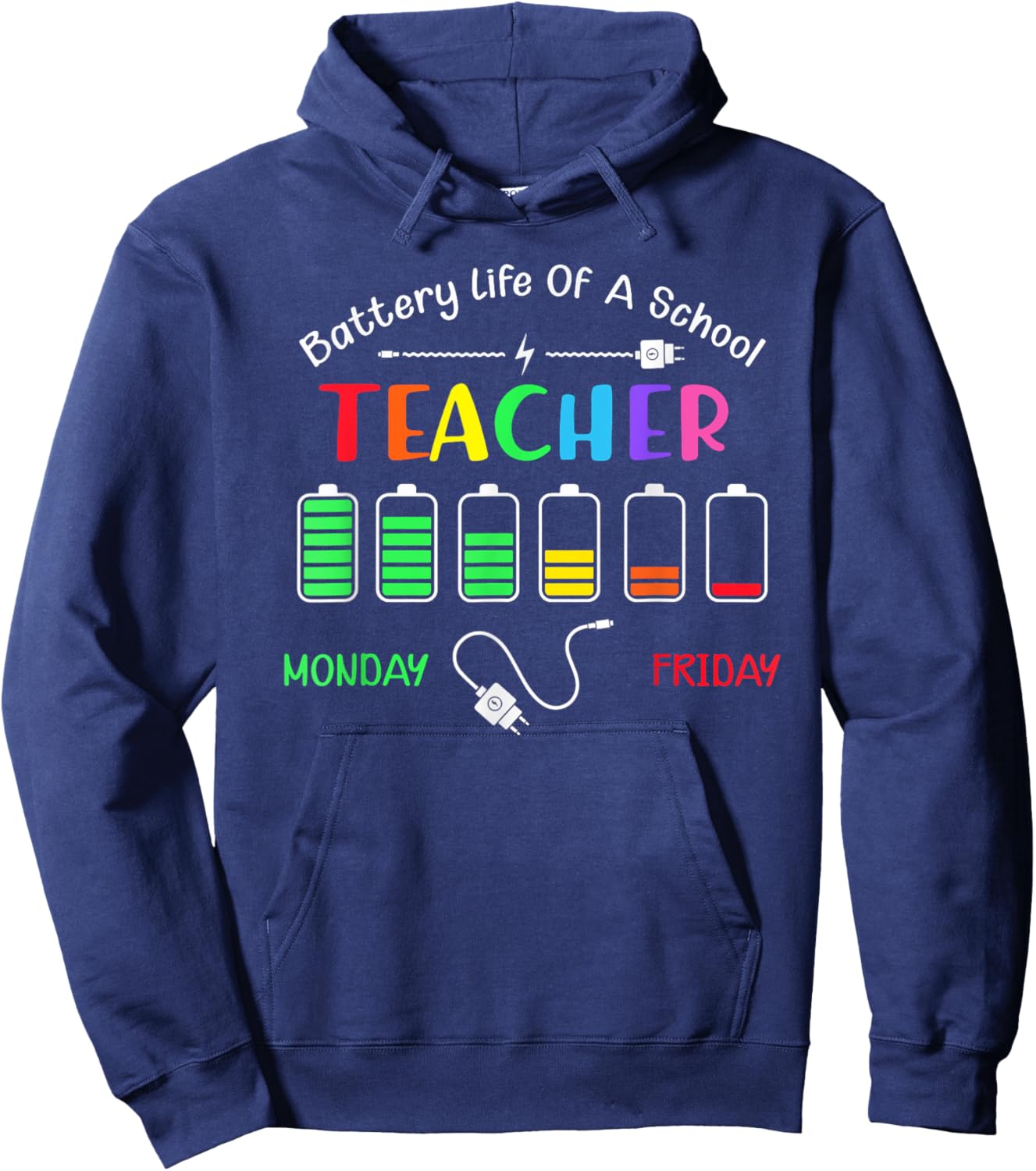 Battery Life Of A School Teacher Monday To Friday Women Hoodie - Hoodie | Navy