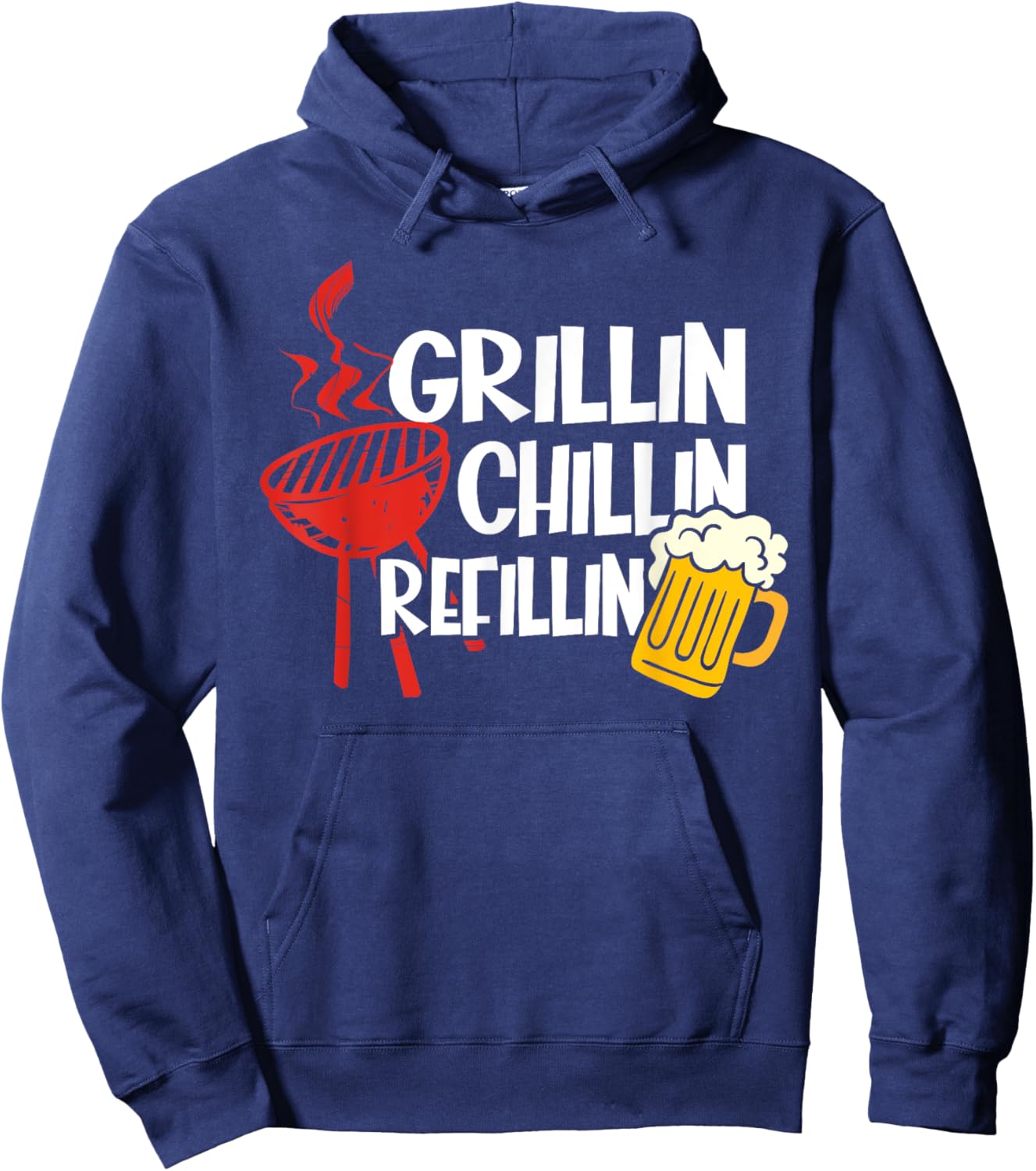 Barbecue Chilling Refill - Vintage Grill Dad Papa Hoodie - Hoodie | Navy