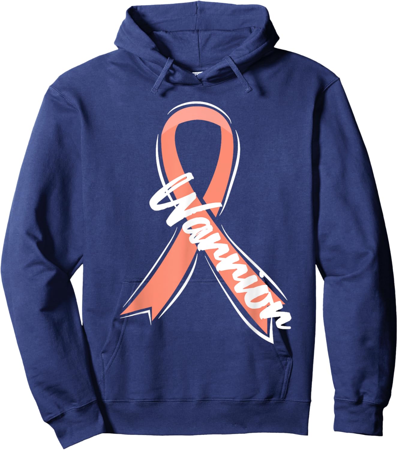 Uterine Cancer Warrior Peach Ribbon Hoodie - Hoodie | Navy