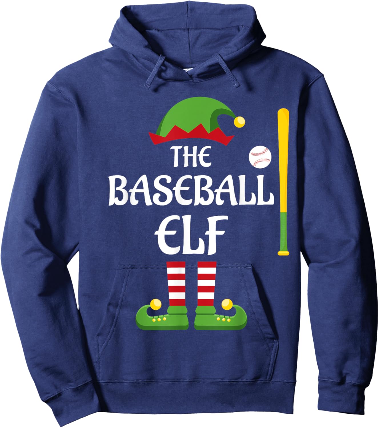 Baseball Elf Family Matching Group Christmas Sporty Hoodie - Hoodie | Navy