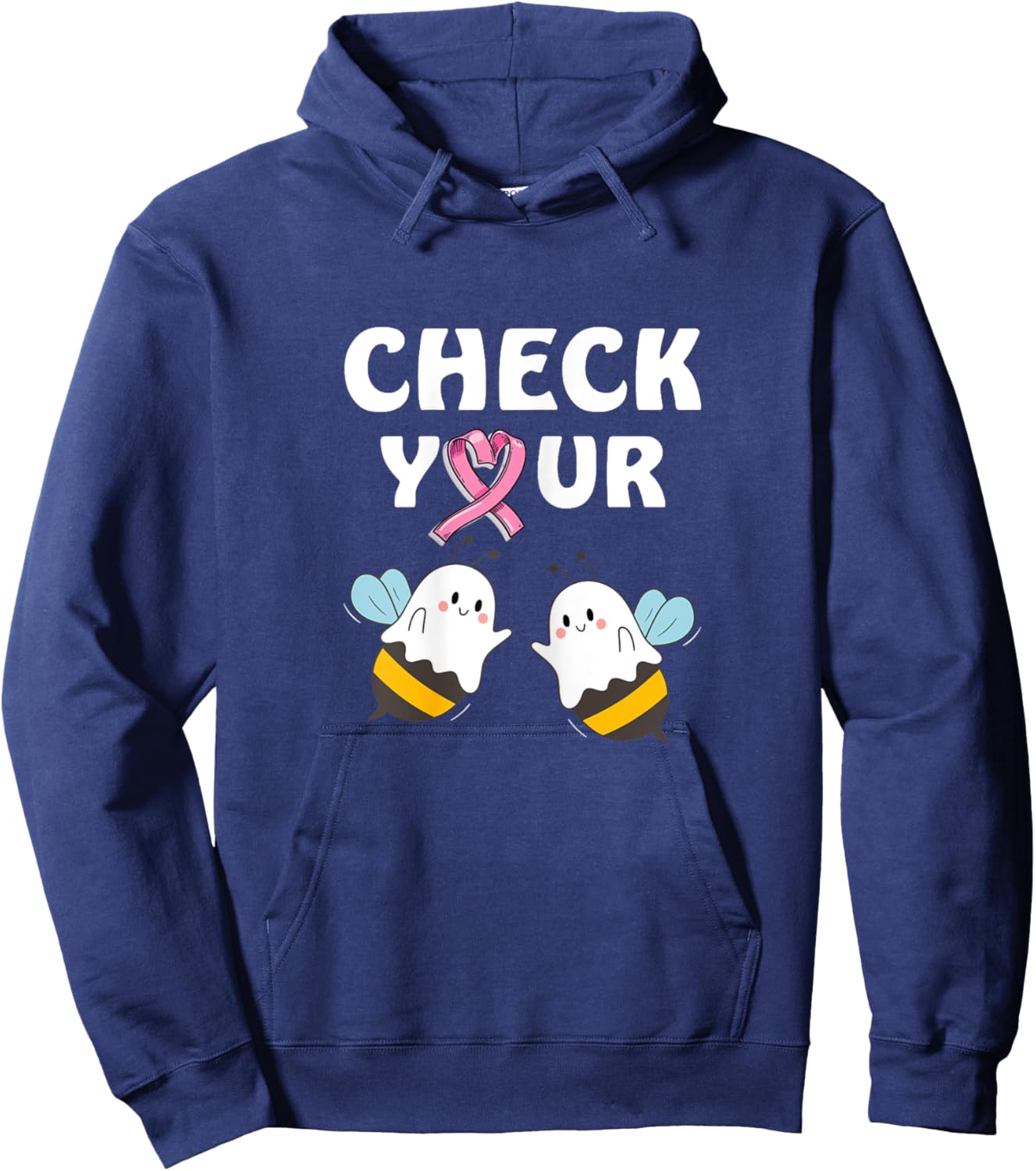 Pink Halloween Check Your Boo Bees Hoodie - Hoodie | Navy