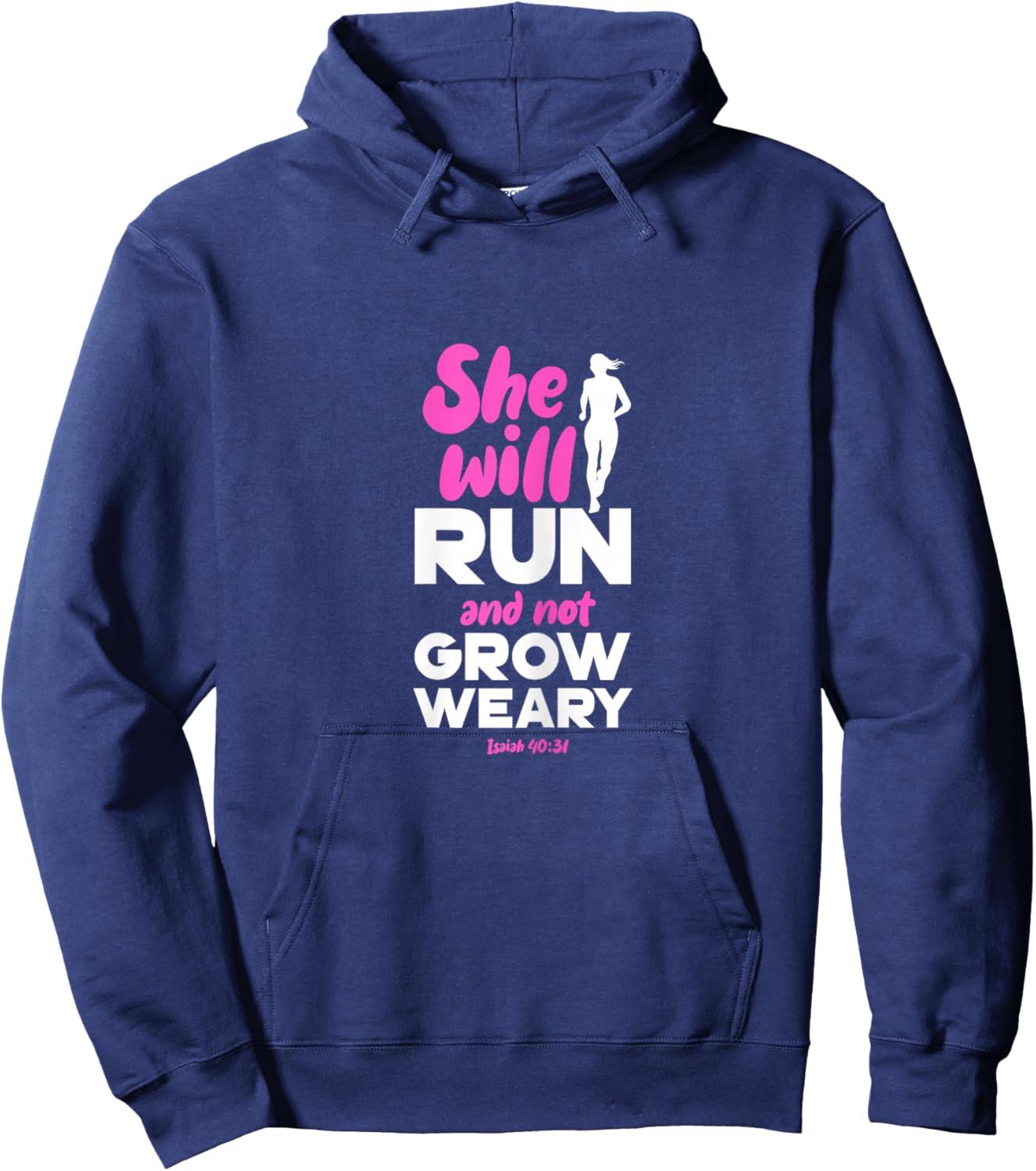 She Will Run And Not Grow Weary Runner Christian Hoodie - Hoodie | Navy