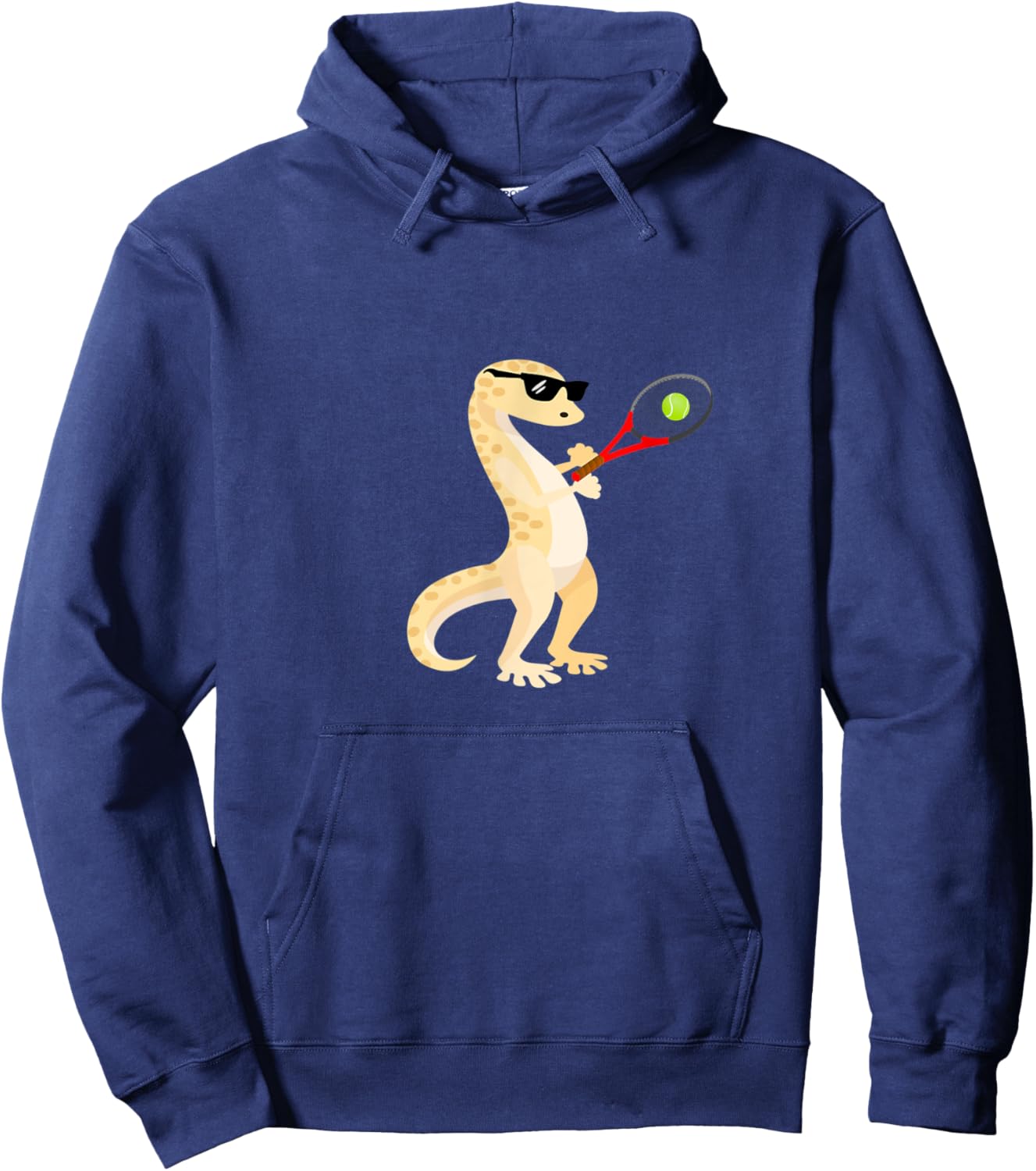 Funny Gecko Wearing Sunglasses Playing Tennis Lizard Hoodie - Hoodie | Navy