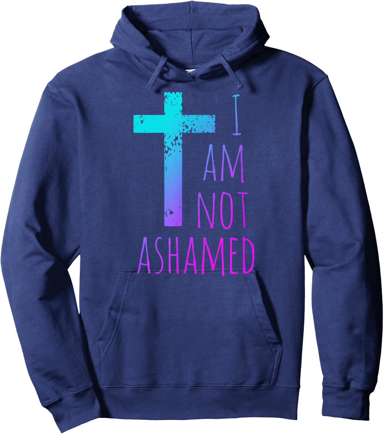 I am not ashamed - Big Red Cross - Gospel Christian Faith Hoodie - Hoodie | Navy