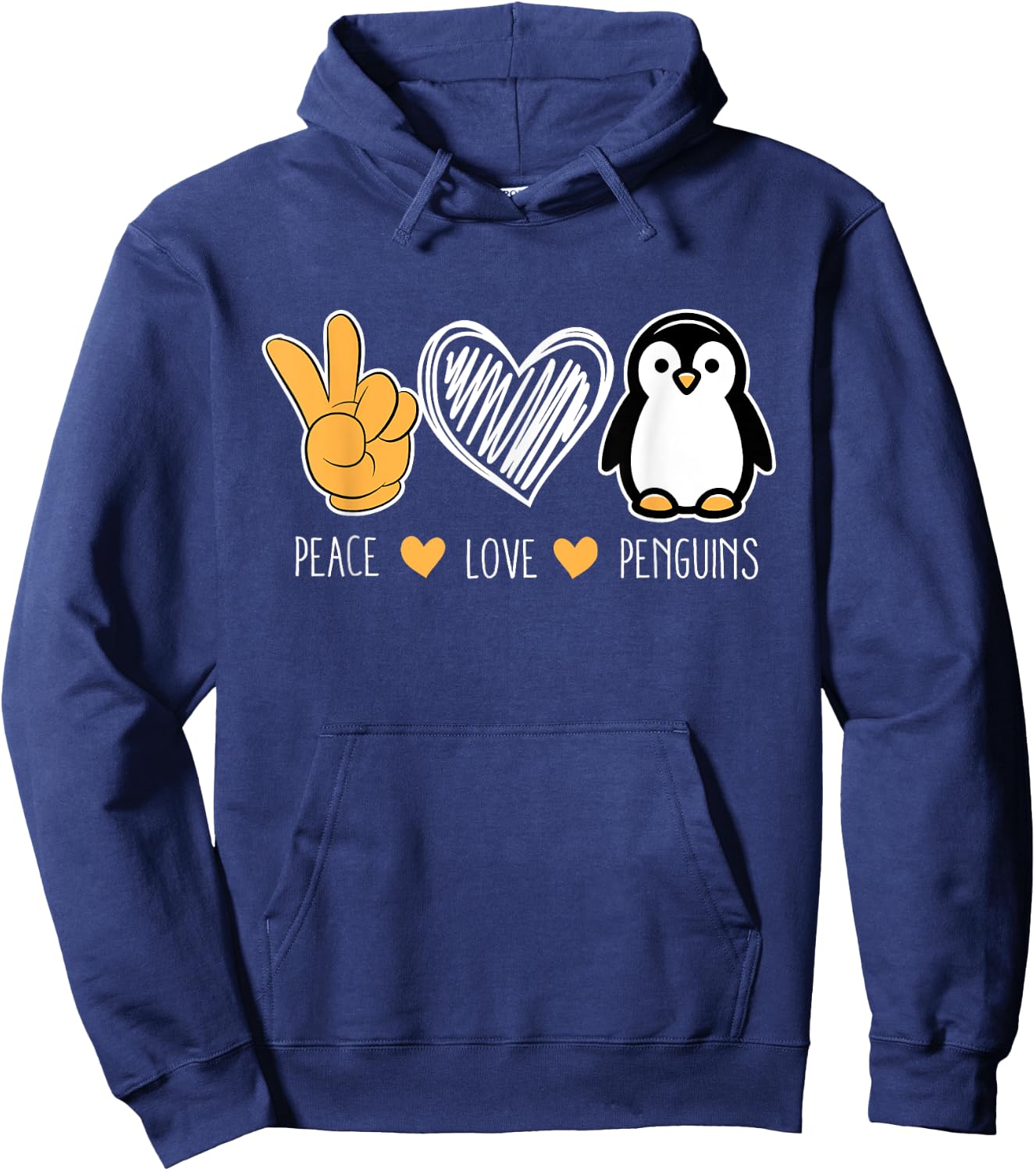 Penguin Cartoon Lovers Animals Outfit Peace Love Penguins Hoodie - Hoodie | Navy