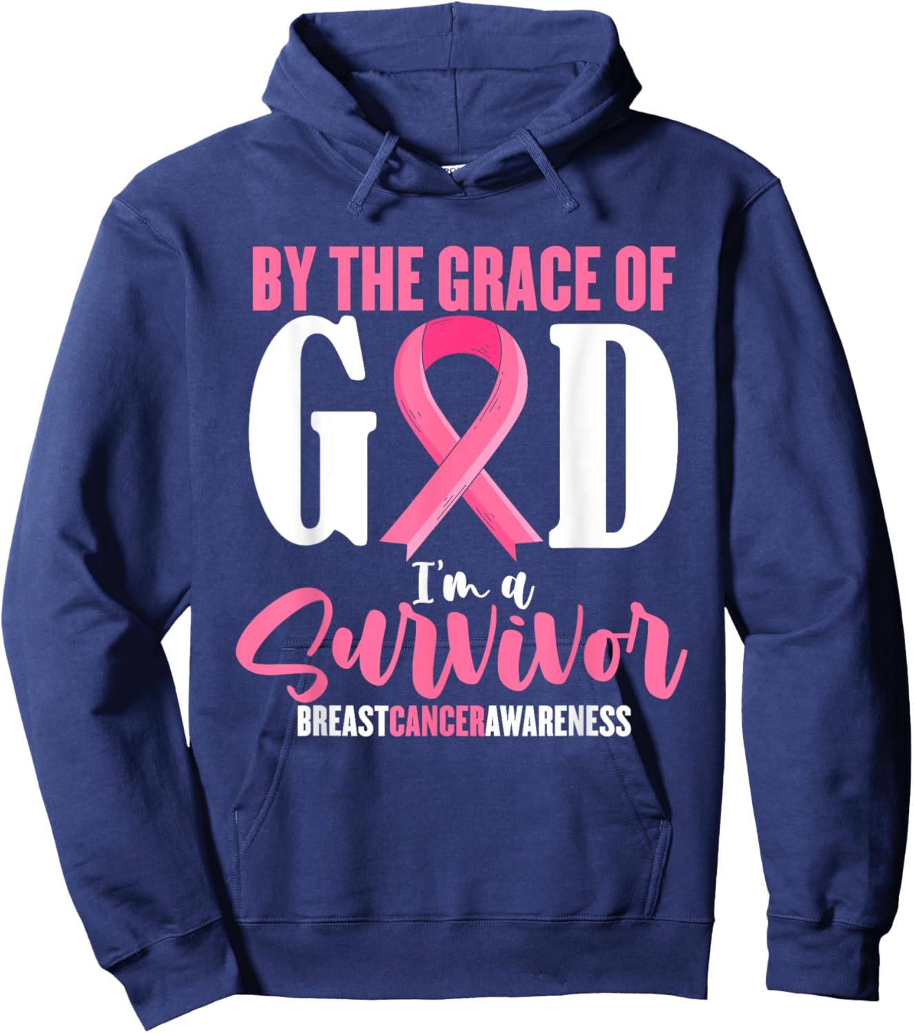 By the grace god I'm a survivor breast cancer awareness Hoodie - Hoodie | Navy
