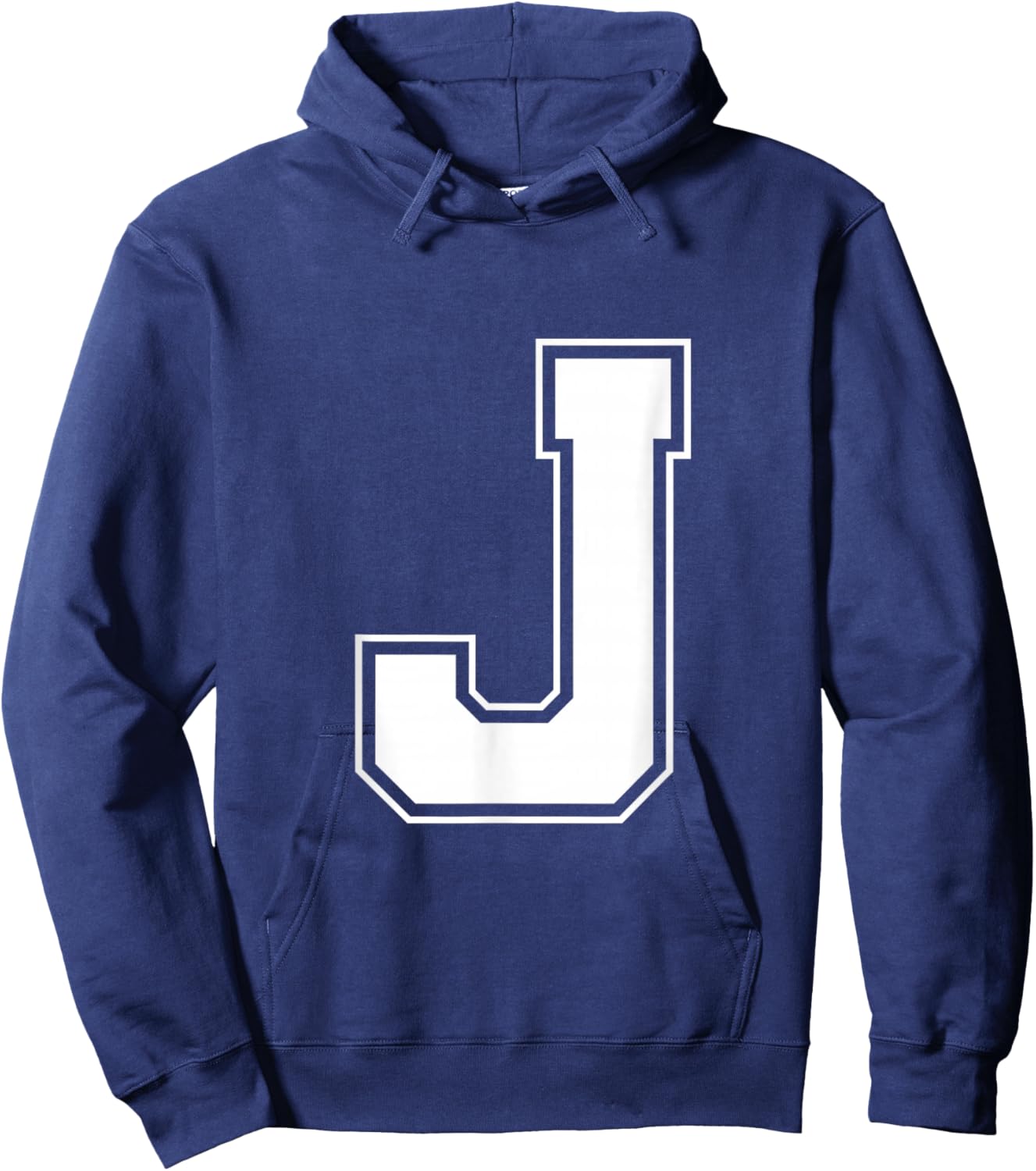Letter J Big Bold Capital Varsity Alphabet Monogram Hoodie - Hoodie | Navy
