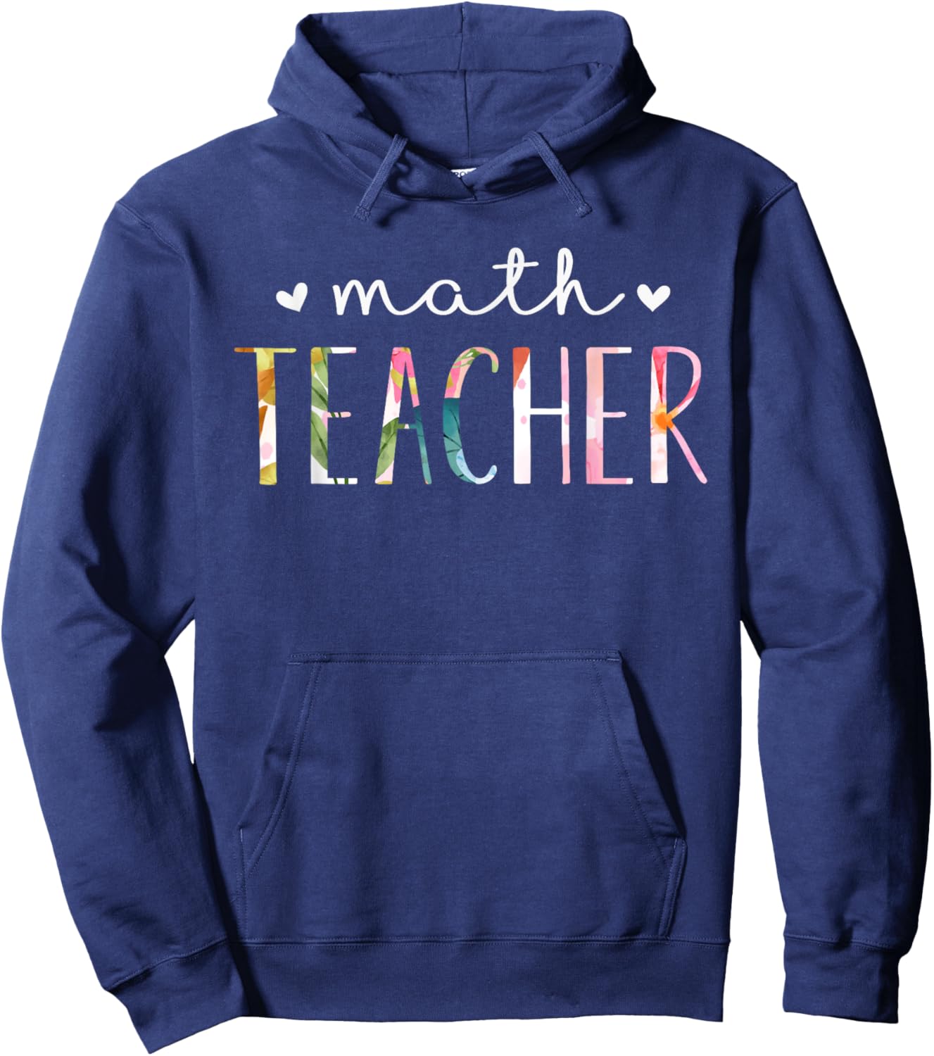 Math Teacher Cute Floral Design Hoodie - Hoodie | Navy