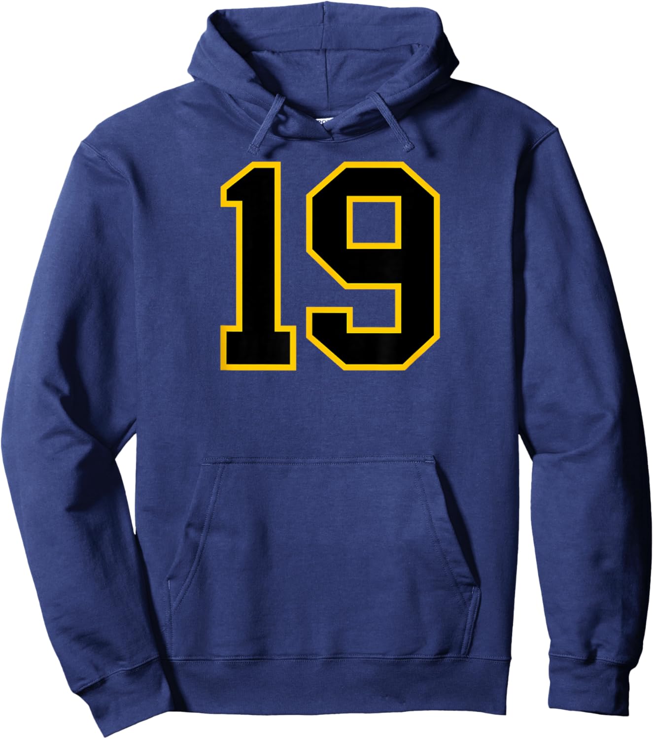 Number #19 Sport Yellow Black Uni Number Hoodie - Hoodie | Navy