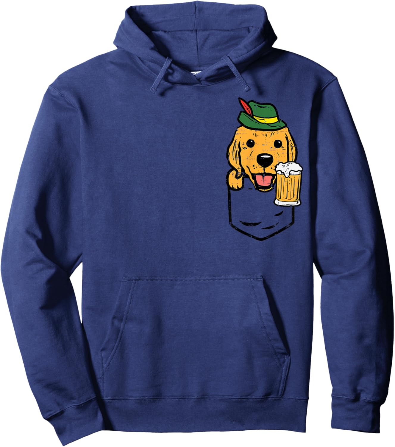 Pocket German Golden Retriever Bavarian German Men Women Hoodie - Hoodie | Navy