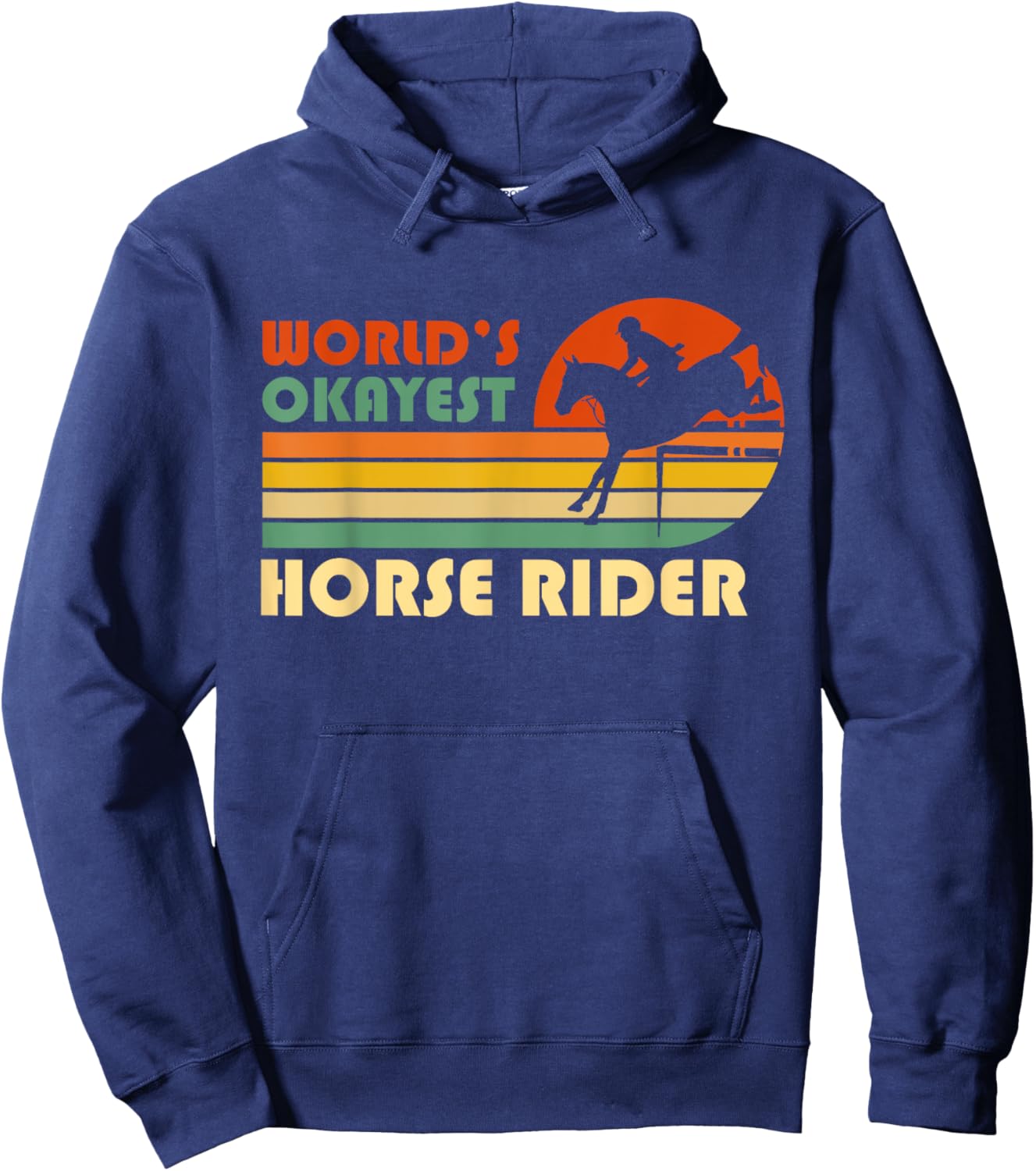 World's Okayest Horse Rider - Funny Retro Horse Riding Hoodie - Hoodie | Navy