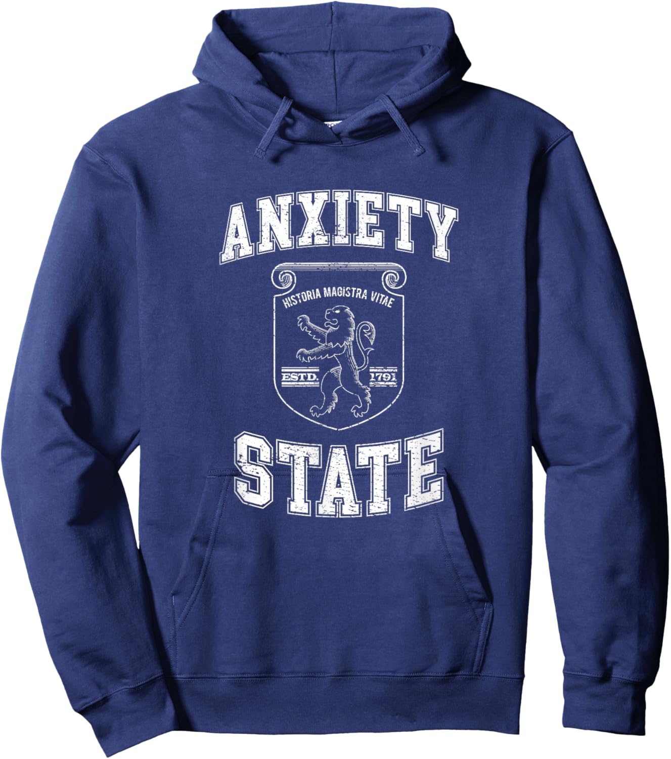Anxiety State Funny Fake College Existential Dread Meme Hoodie - Hoodie | Navy