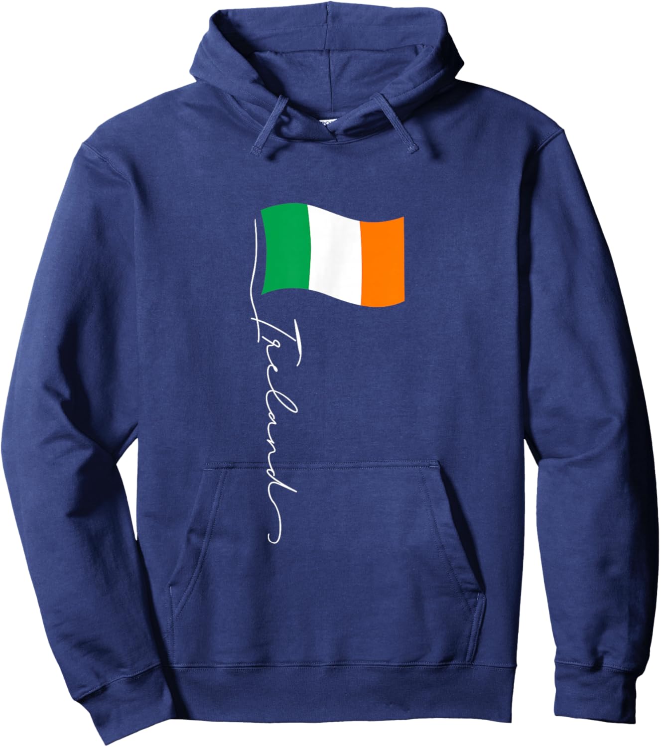 Family Heritage Gifts Ireland Signature Flag Pole - Elegant Patriotic Irish Flag Hoodie - Hoodie | Navy