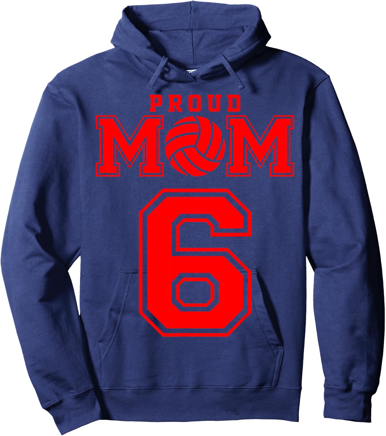 Proud Volleyball Mom Number 6 R Hoodie - Hoodie | Navy