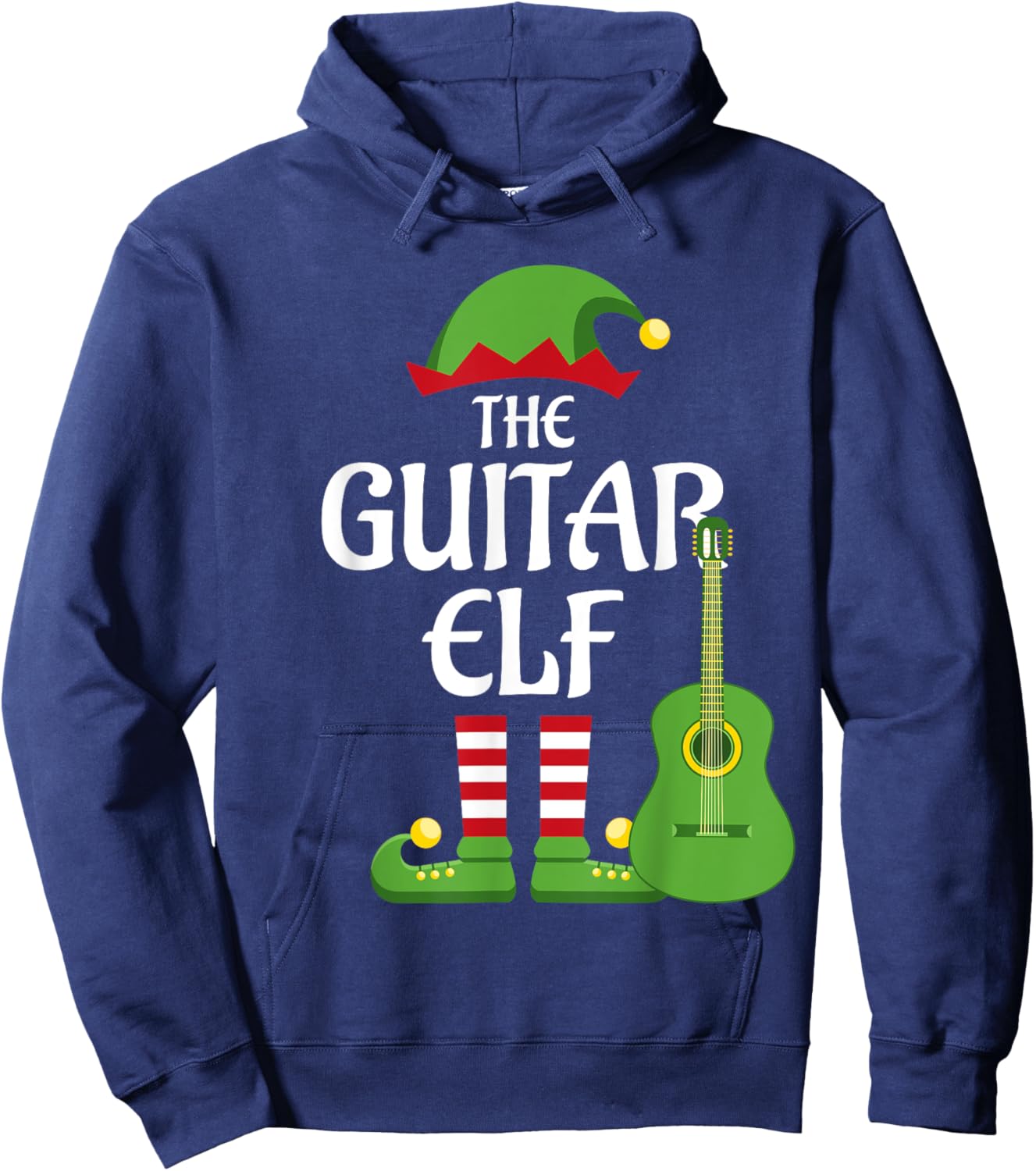 Guitar Elf Family Matching Group Christmas Hoodie - Hoodie | Navy