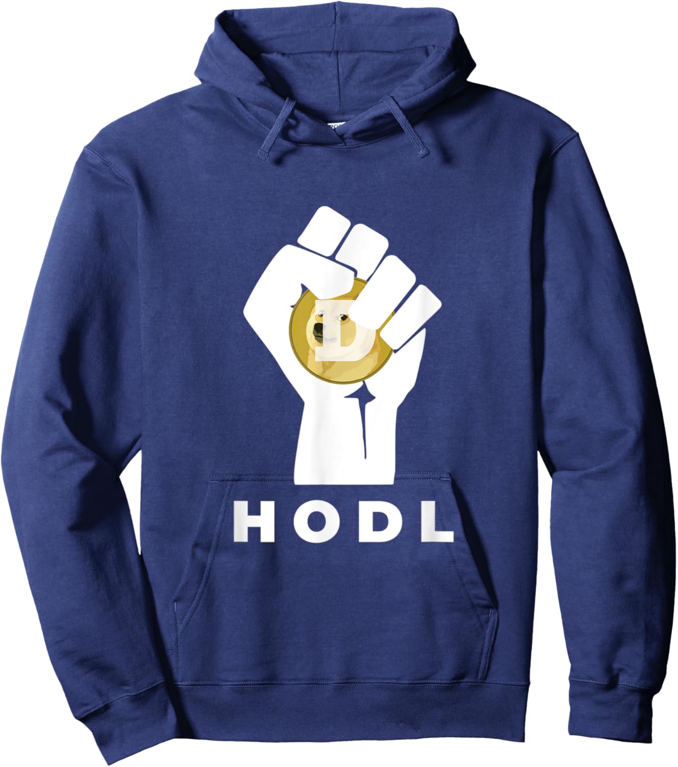Dogecoin Hodl Hand | The Dogecoin Raised Fist Hodl Hoodie - Hoodie | Navy