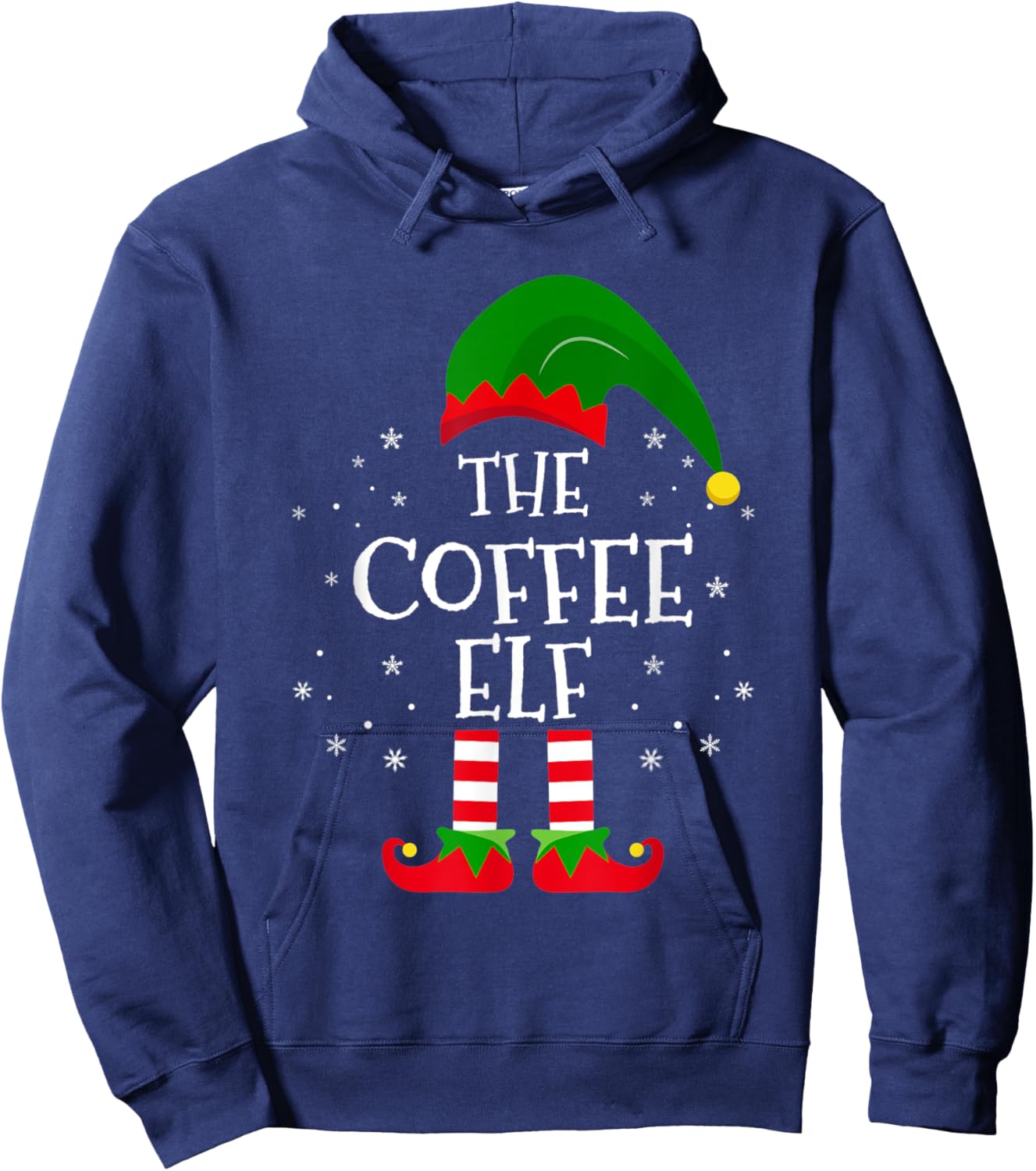 The Coffee Elf Matching Family Christmas Party Pajama Funny Hoodie - Hoodie | Navy