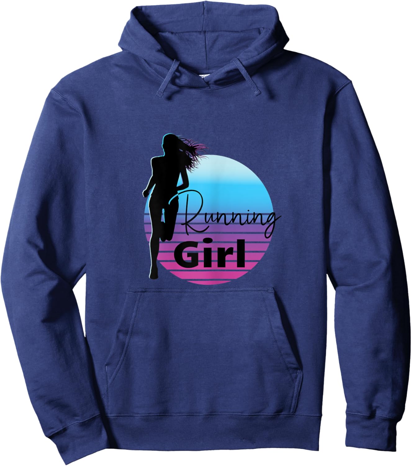 Running Girl - Running and Jogging Female Runner Hoodie - Hoodie | Navy
