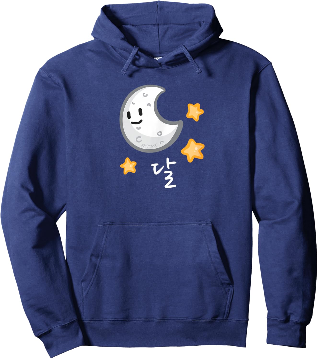 Korean Hangul Word and Illustration of Moon Hoodie - Hoodie | Navy