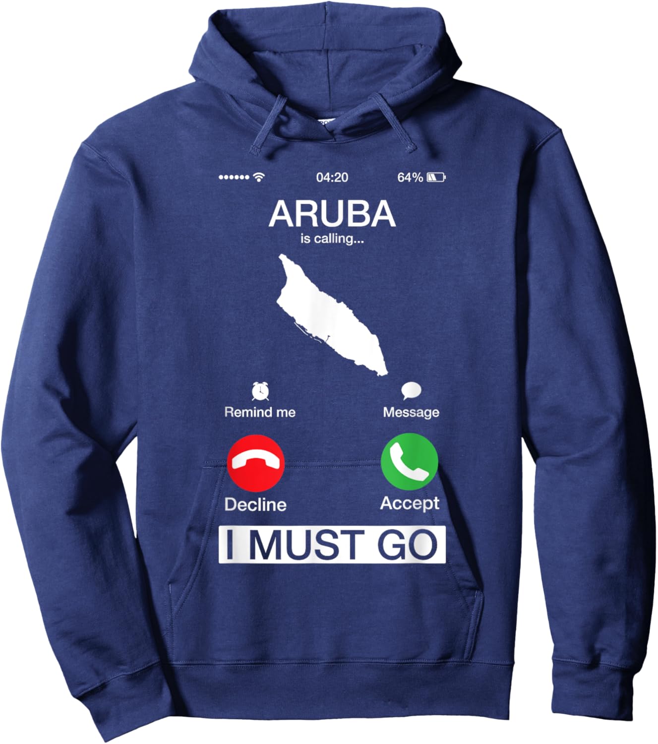 Aruba Is Calling And I Must Go Funny Phone Screen Humor Gift Hoodie - Hoodie | Navy