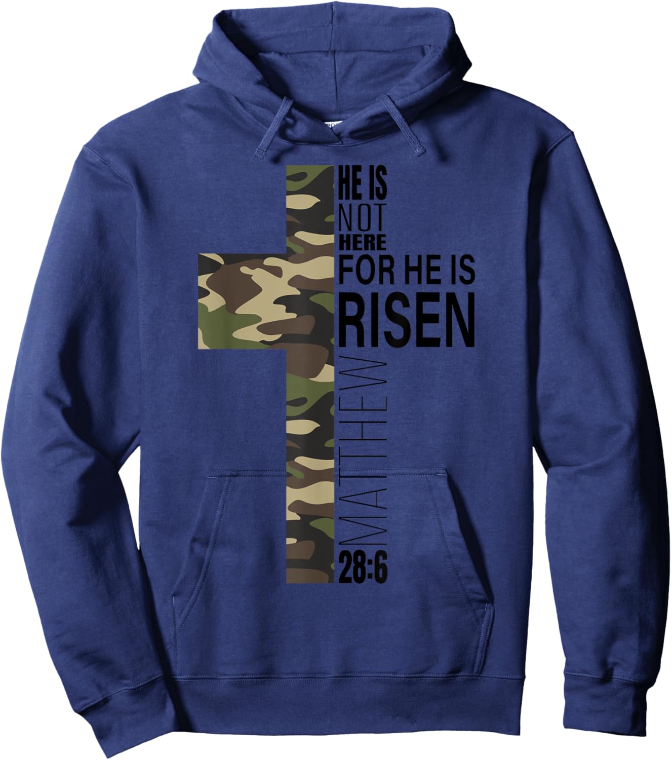 He Is Risen Jesus God Easter Christian Military Camo Cross Hoodie - Hoodie | Navy