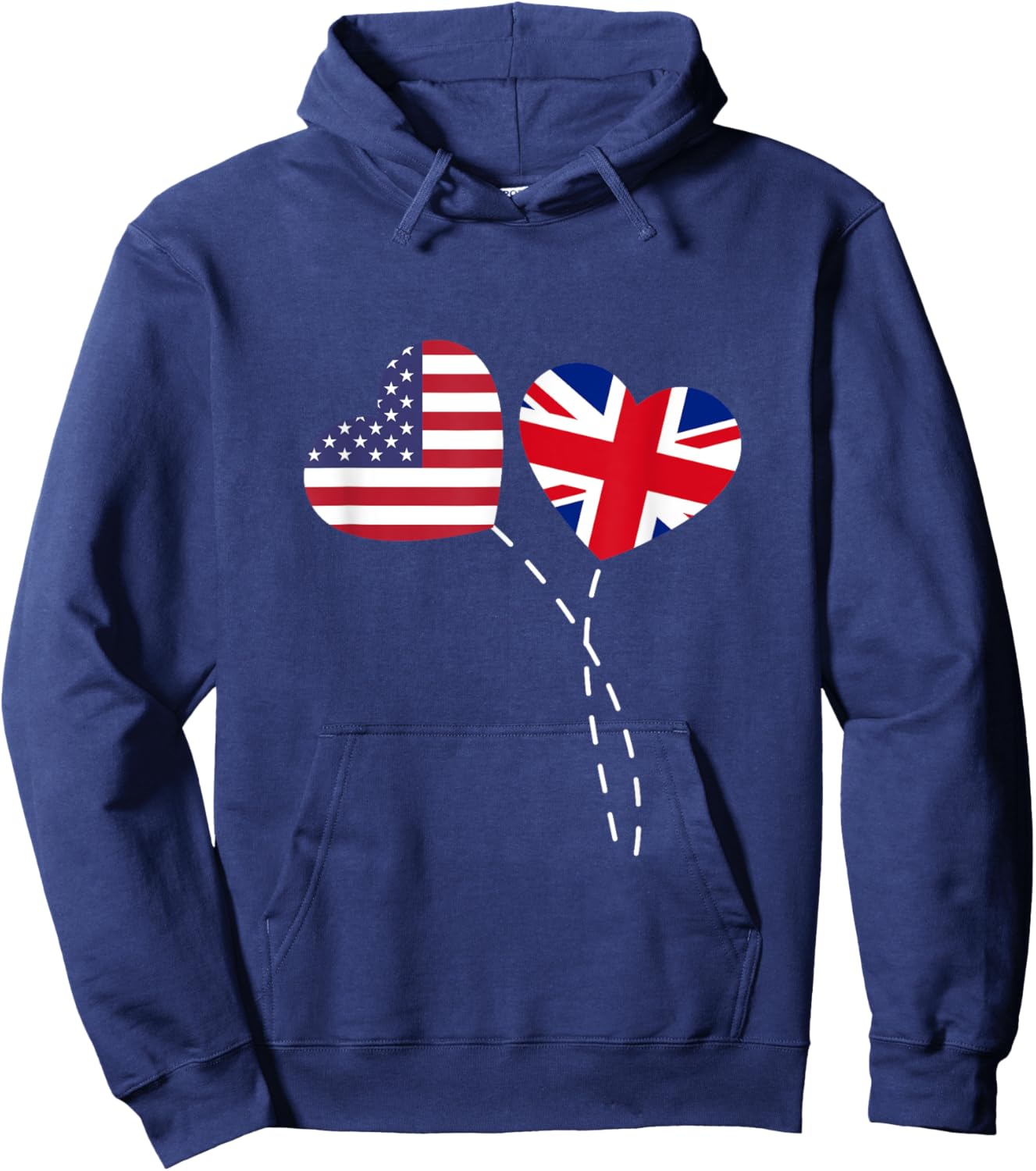 Loving USA United Kingdom Flag Heart British Americans Love Hoodie - Hoodie | Navy