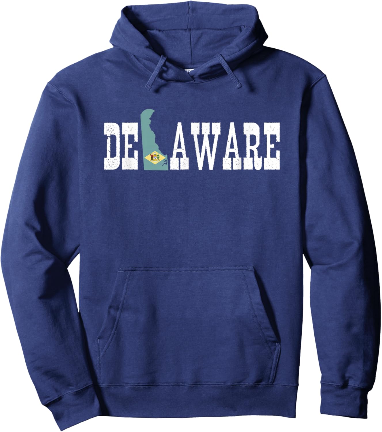 Delaware State and Delaware Flag with Pride for Delaware Hoodie - Hoodie | Navy