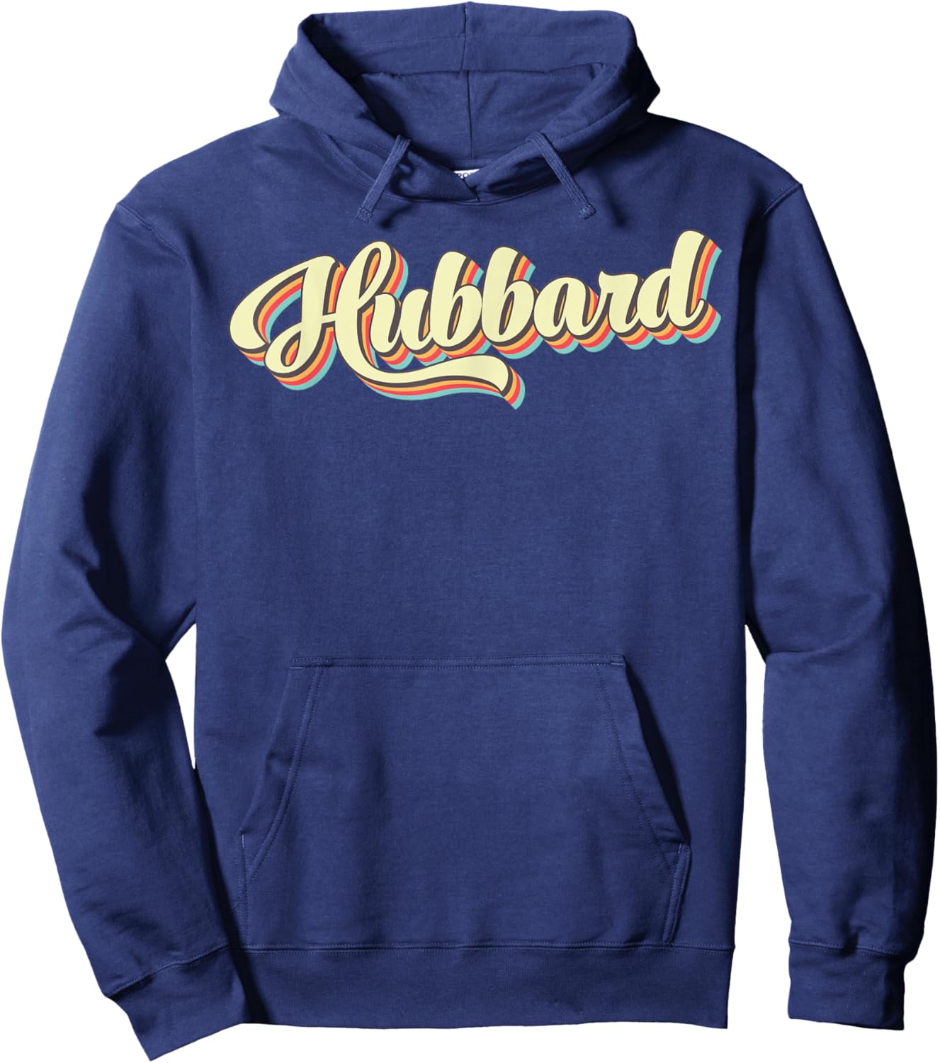 Hubbard Retro Art Baseball Font Vintage Hoodie - Hoodie | Navy