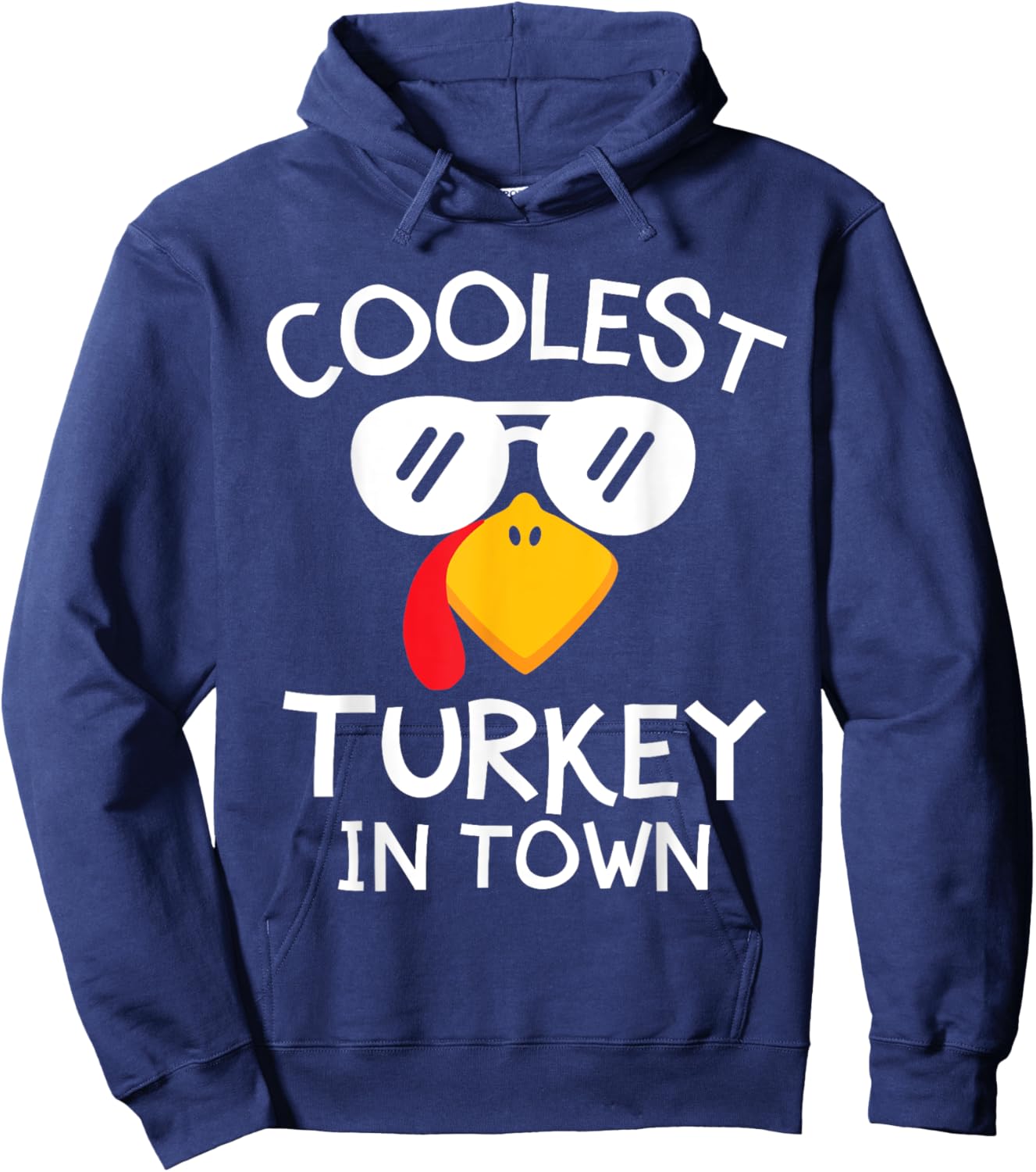Funny Coolest Turkey in Town Cute Thanksgiving Boys Girls Hoodie - Hoodie | Navy