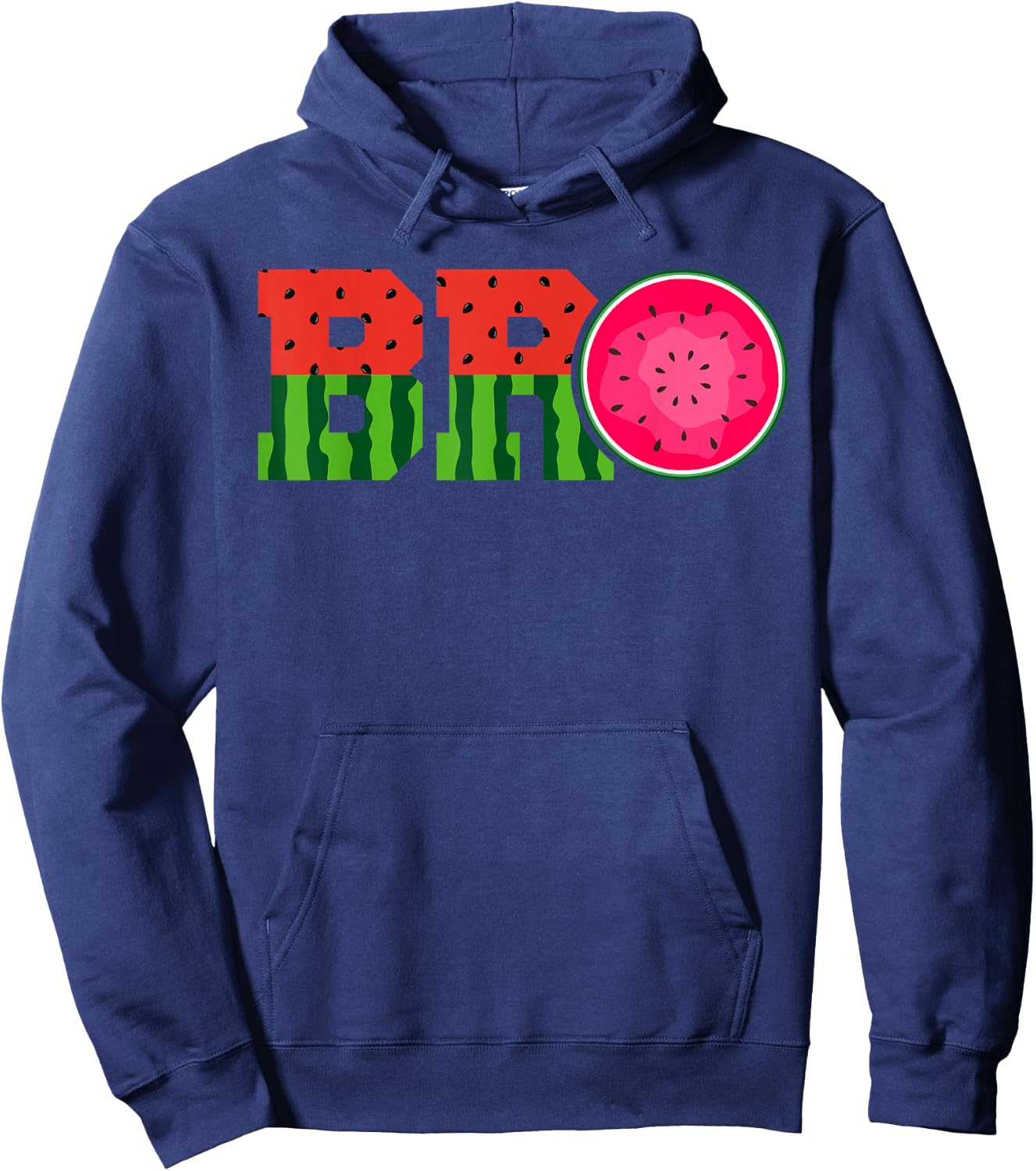 Funny Watermelon Bro Cute Summer Vacation Brother Sibling Women Kids Hoodie - Hoodie | Navy