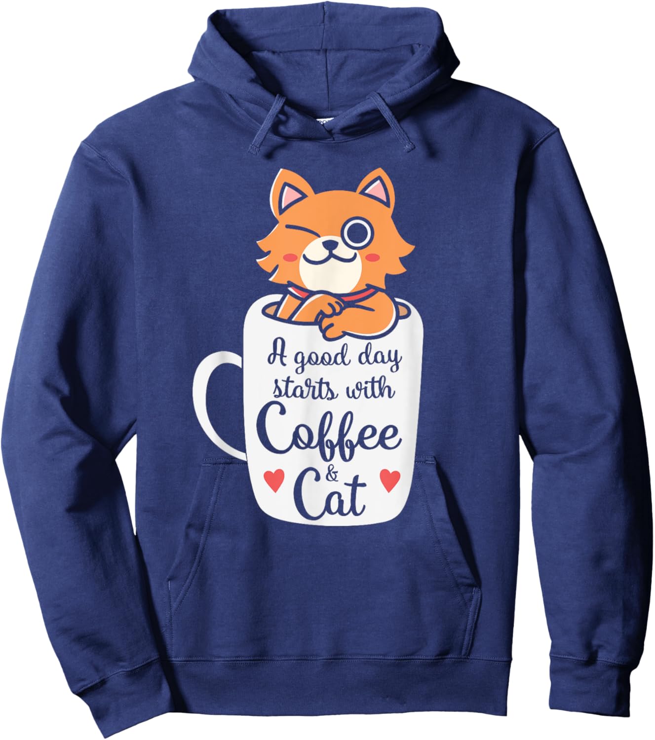 Funny Orange Cat Coffee Mug - Cat Lover Gifts Women Kids Hoodie - Hoodie | Navy