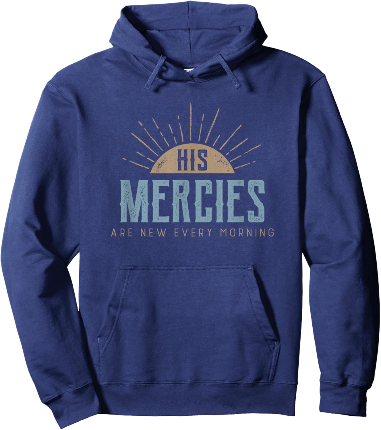 Retro distressed Sun - His mercies are new every morning Hoodie - Hoodie | Navy
