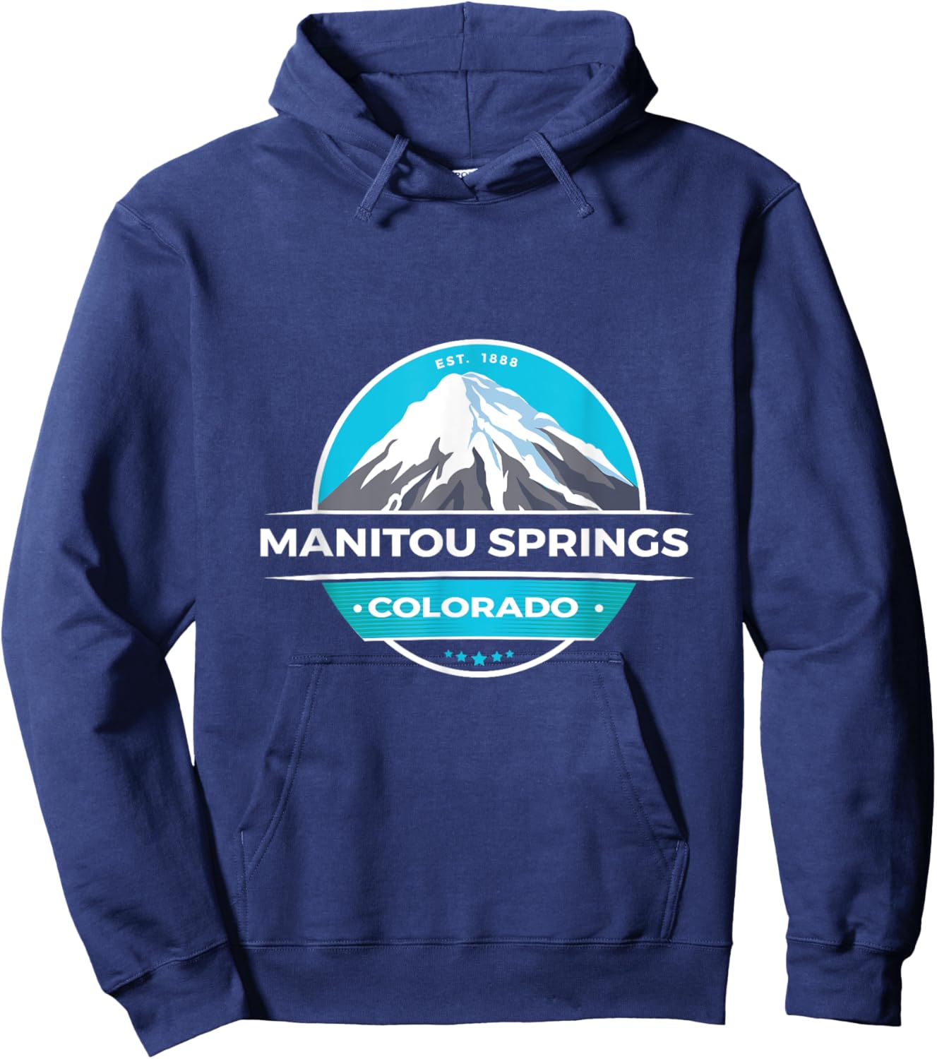 Unique Manitou Springs CO Snow Capped Mountains Novelty Art Hoodie - Hoodie | Navy
