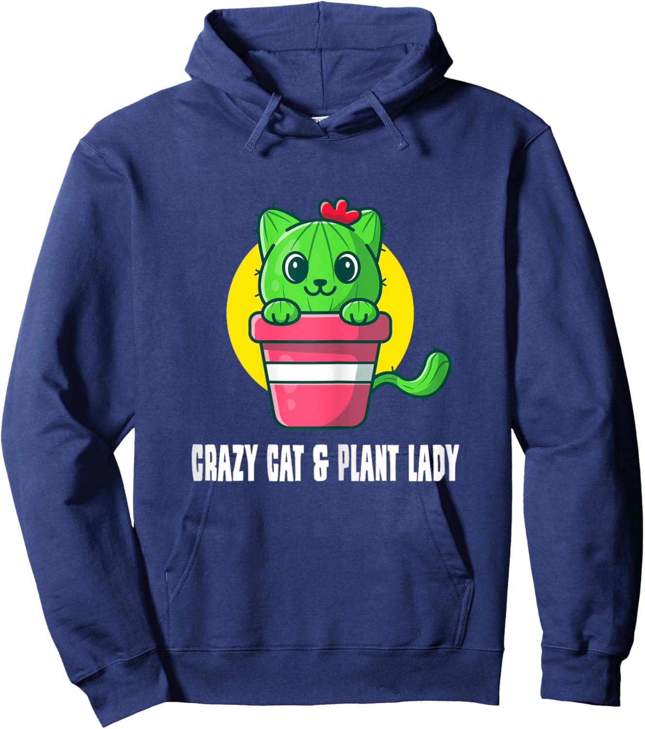Crazy Cat & Plant Lady - Succulent Cactus Gardener Gardening Hoodie - Hoodie | Navy