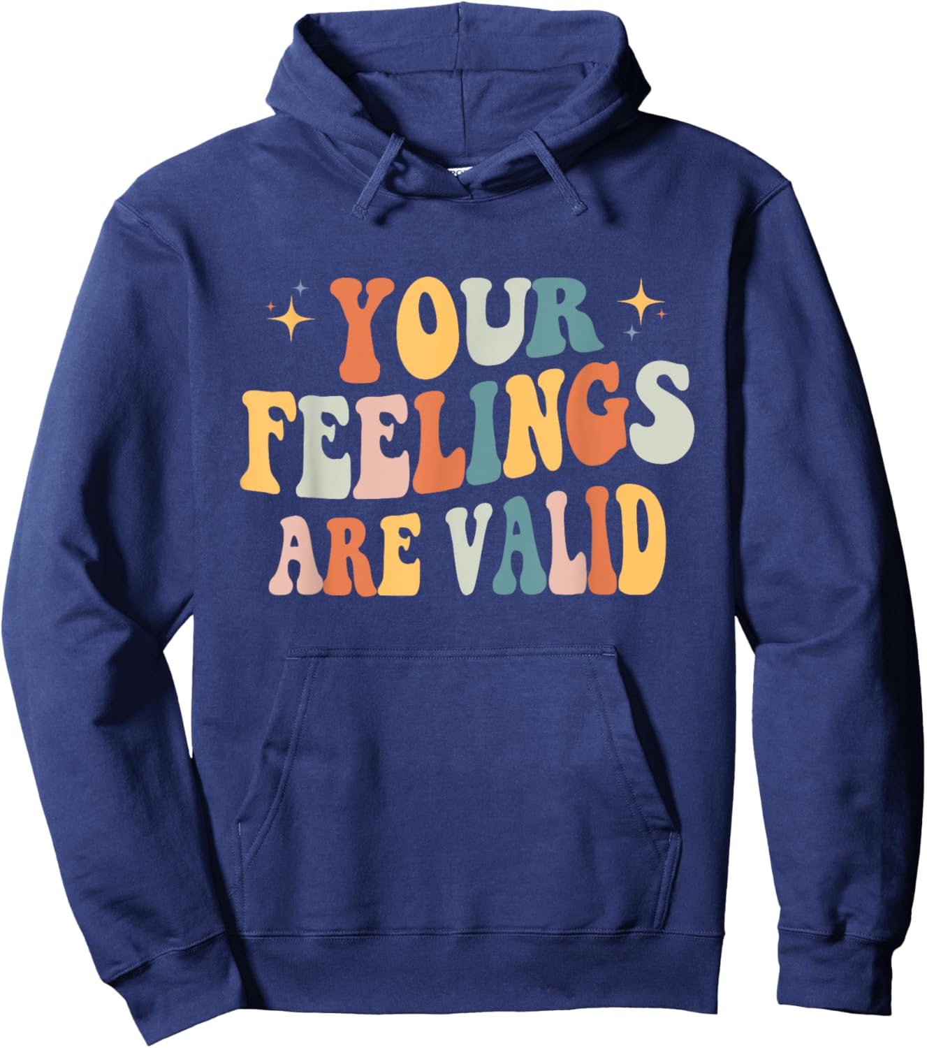 Your Feelings Are Valid Cute Retro Mental Health Awareness Hoodie - Hoodie | Navy