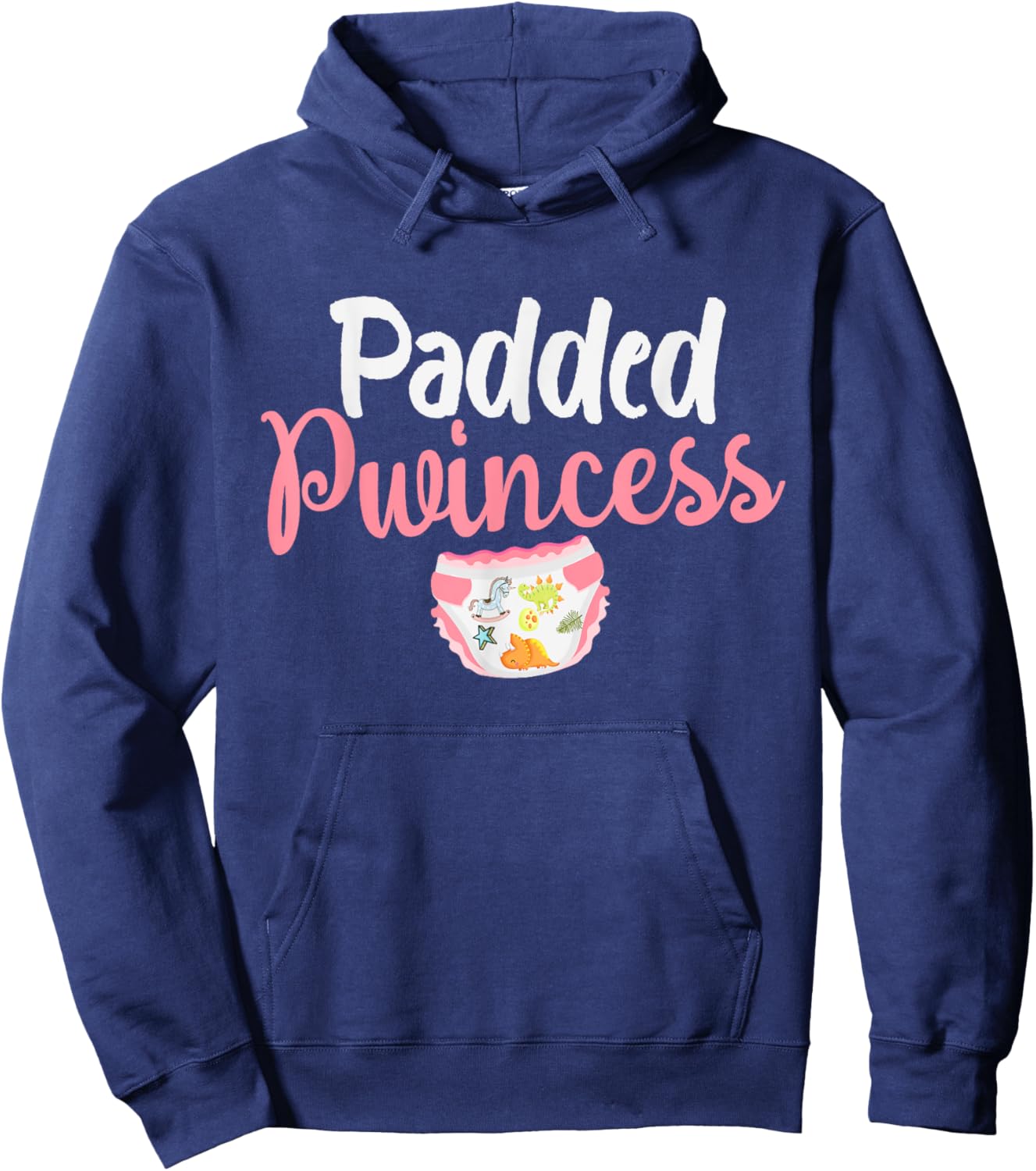 Padded Princess Diapered Diaper Girl Baby Wears Diapers Hoodie - Hoodie | Navy