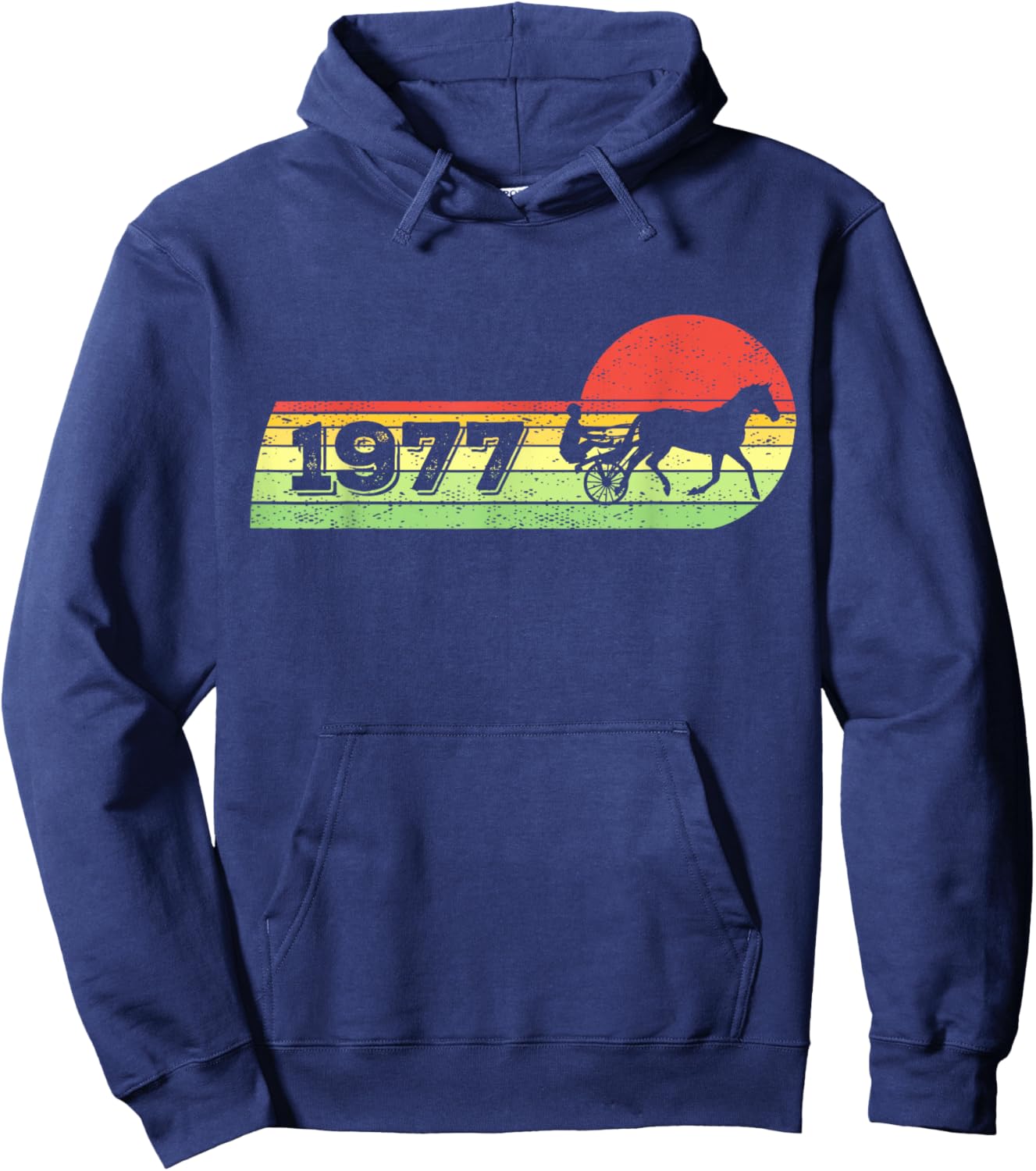 Vintage 1977 Birthday Harness-Racing horses Trotting-race Hoodie - Hoodie | Navy