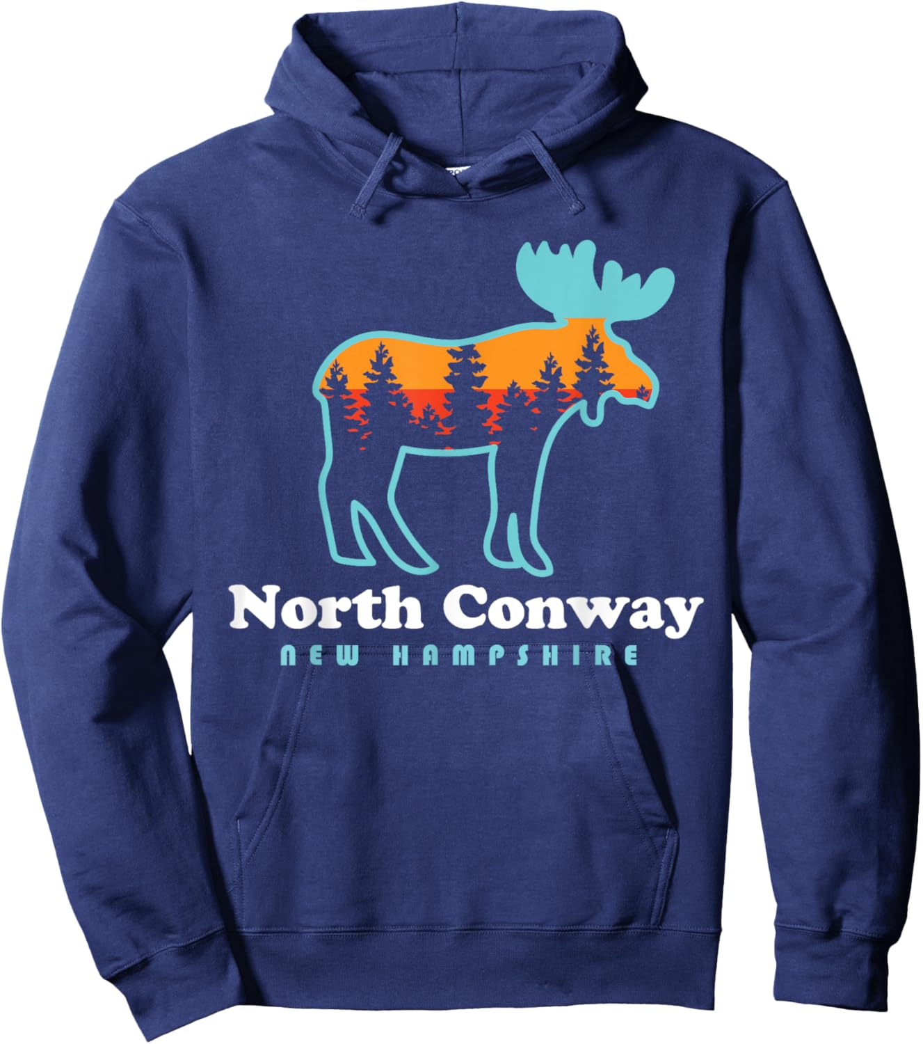 North Conway New Hampshire Moose Mountains Hoodie - Hoodie | Navy