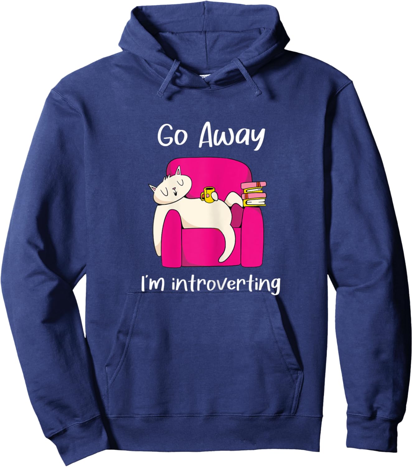 Funny Sarcastic Cat introvert teen college student pajama Hoodie - Hoodie | Navy
