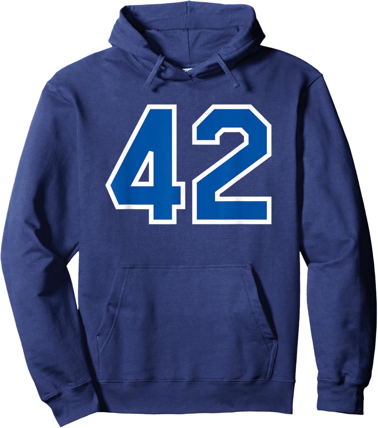 Number #42 White Blue Varsity Number Hoodie - Hoodie | Navy